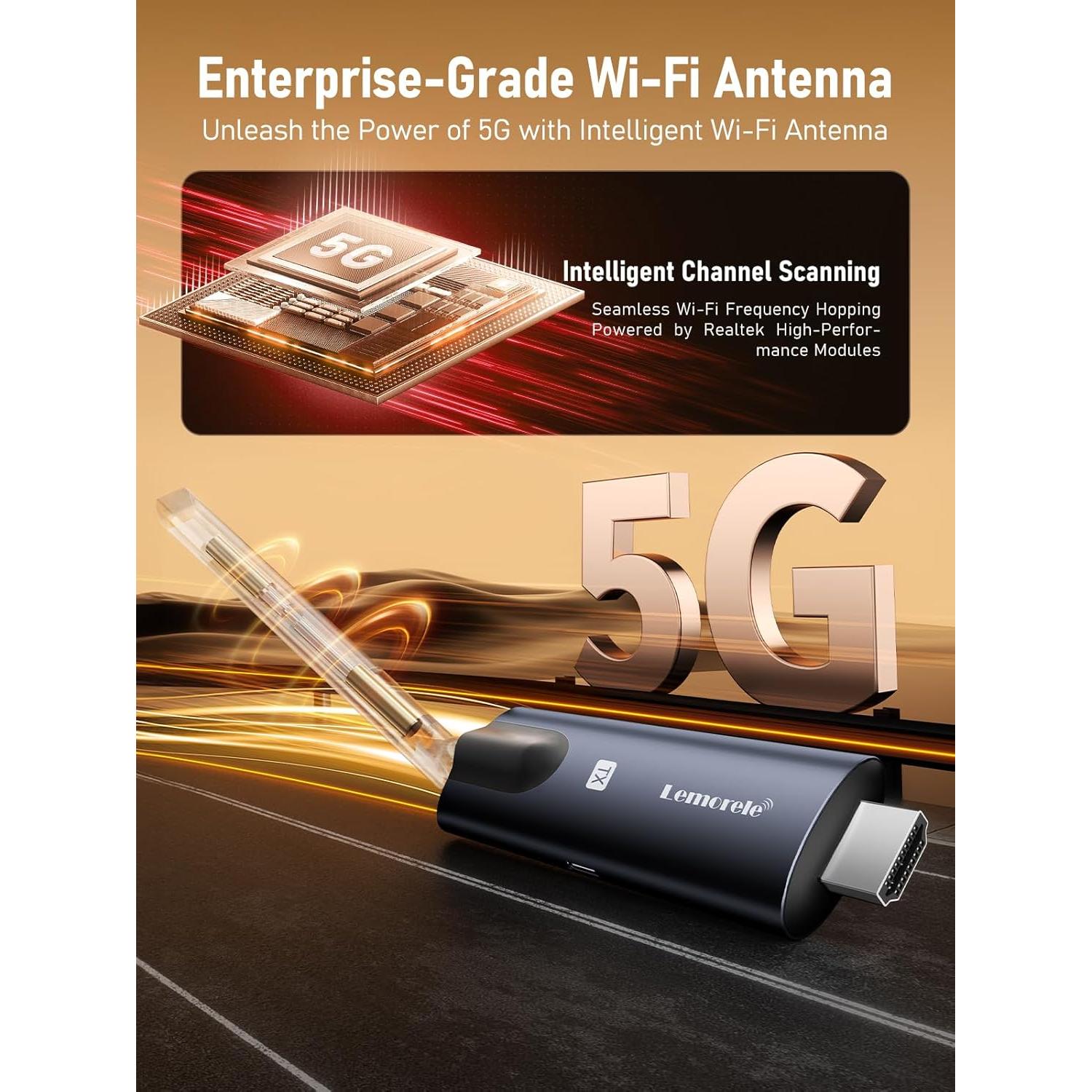 Transmisor y 2 Receptores HDMI Inalámbricos Lemorele 200m 1080P