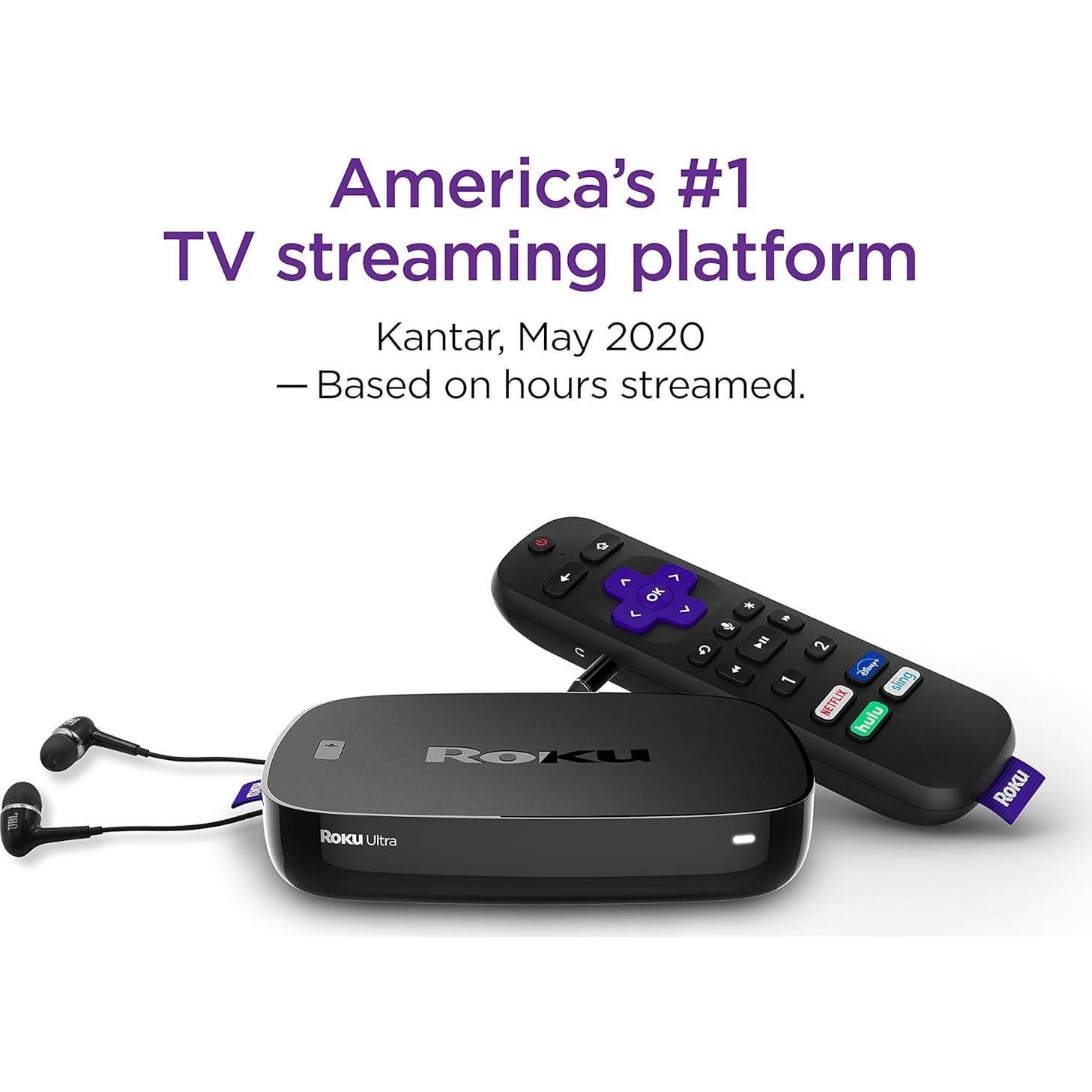 Reproductor de medios Roku Ultra 4K HDR con auriculares JBL