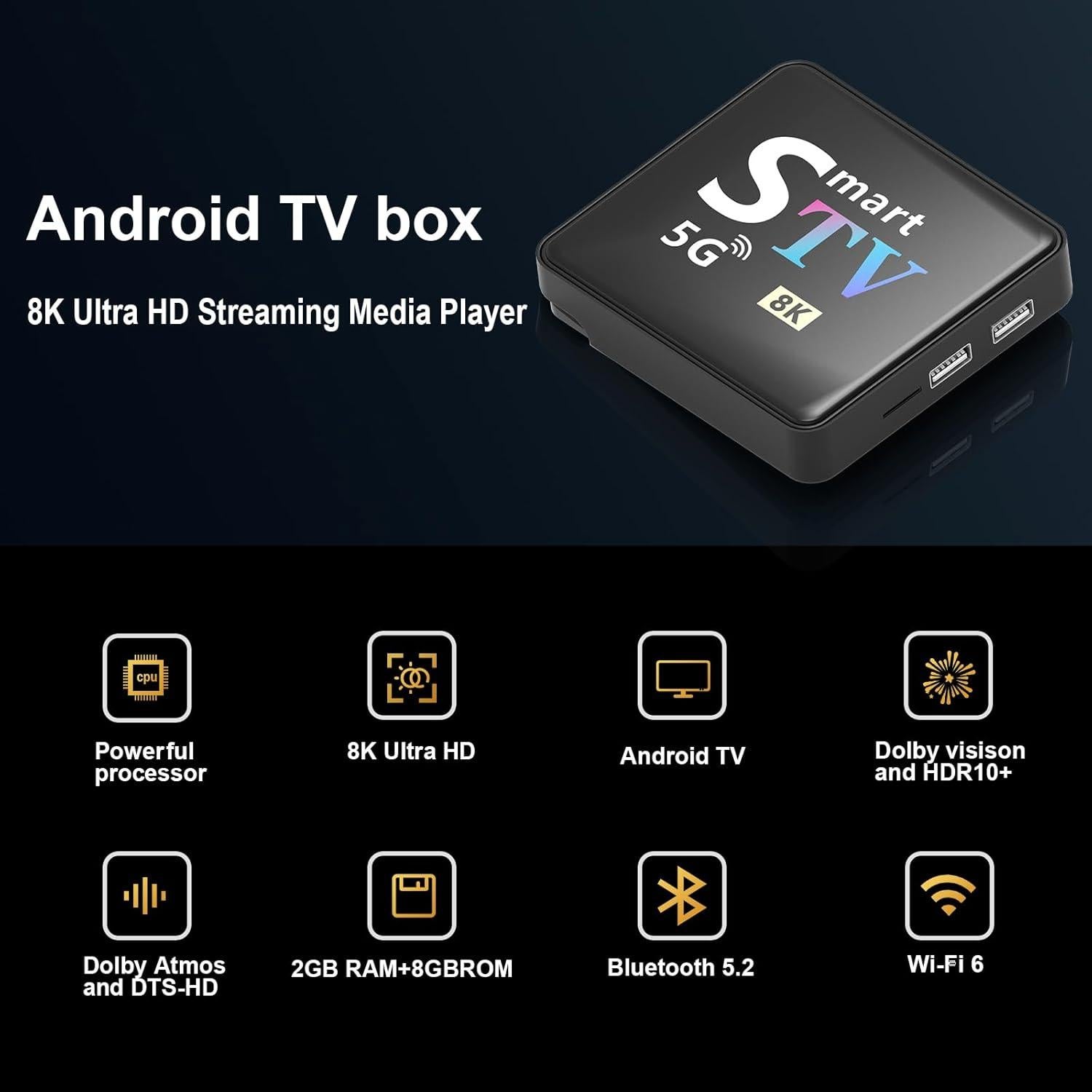 Reproductor de Medios Streaming YFDSPSM 4K Android 14.0 Quad-Core