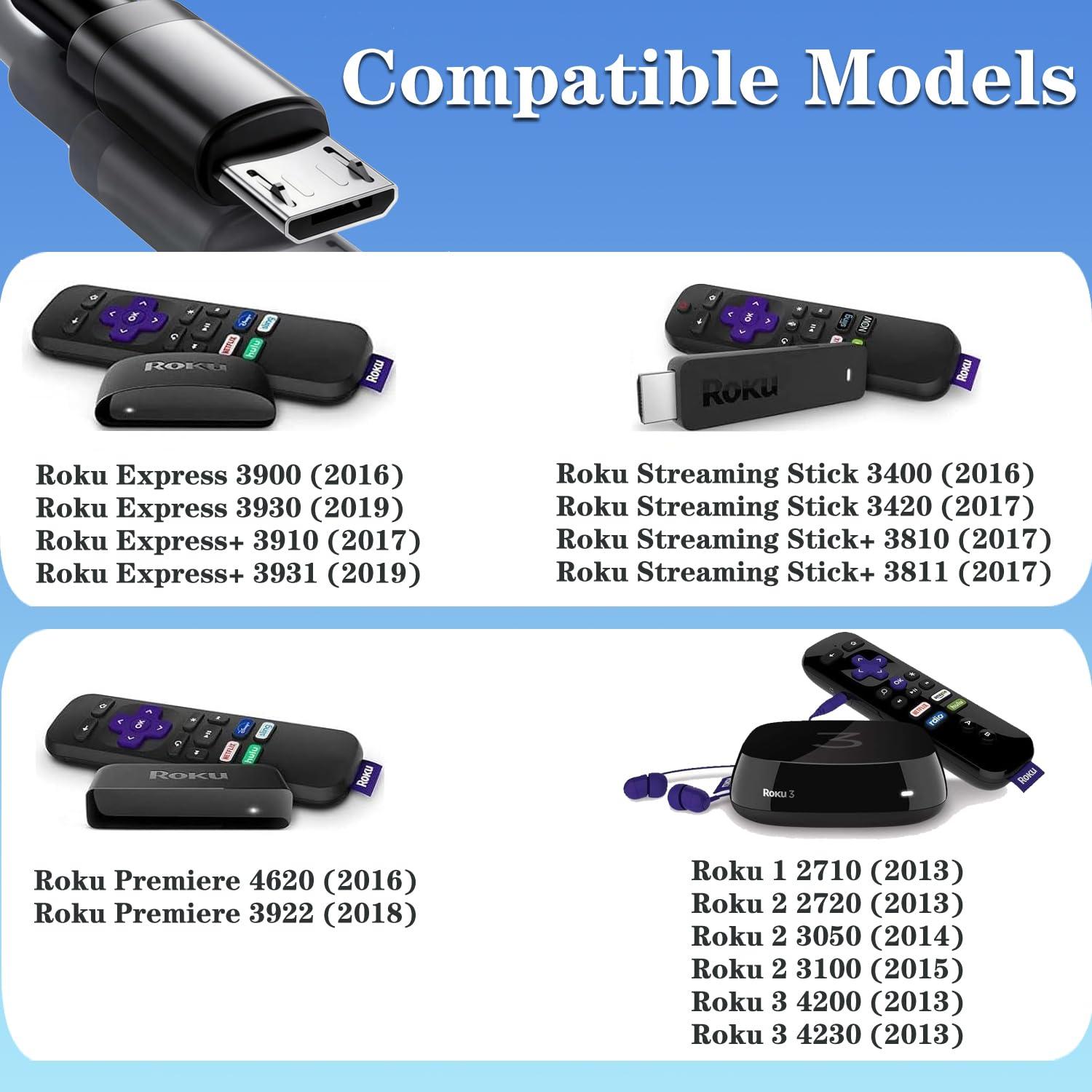 Cable de Alimentación Micro USB Roku 1.52m 5V 2A Adaptador