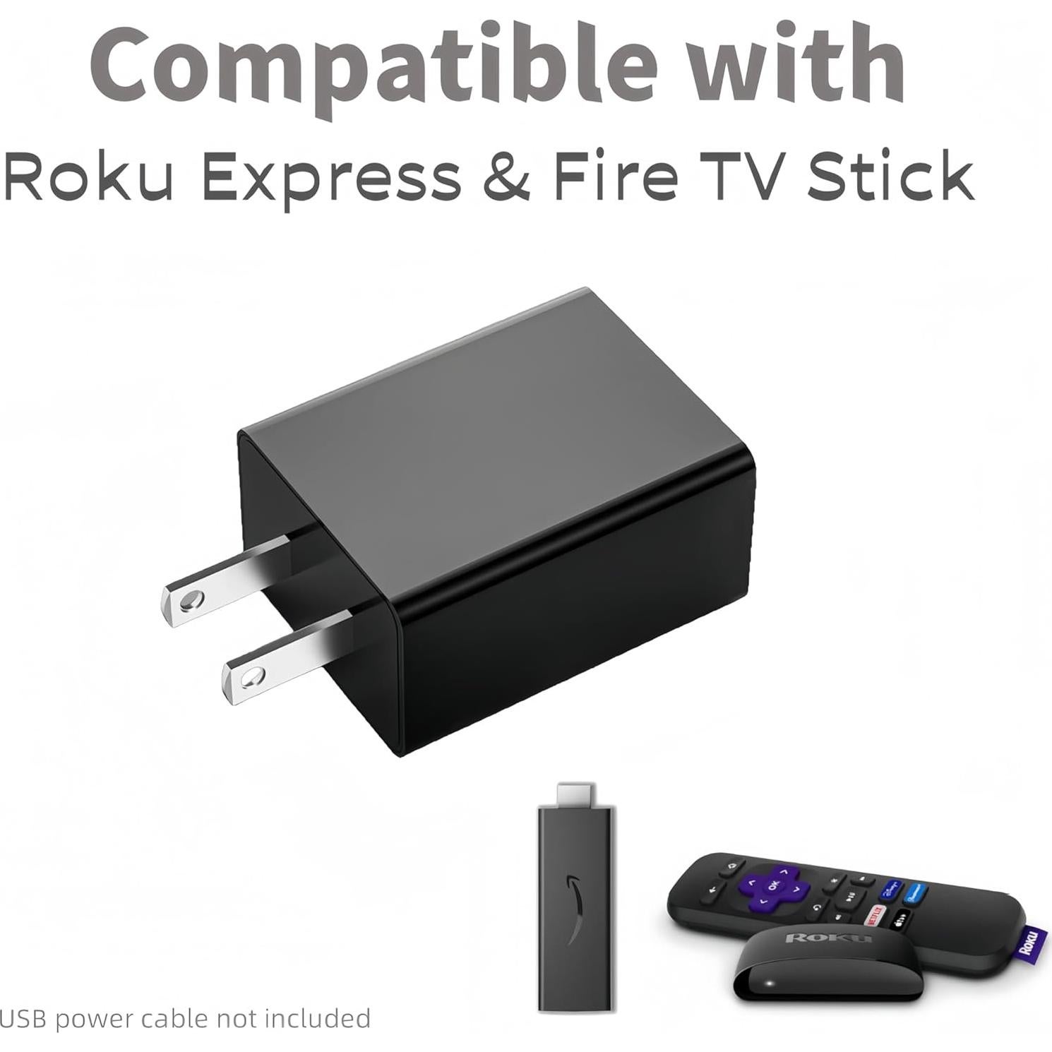Adaptador de corriente USB Qjin 5V para Roku y Fire TV