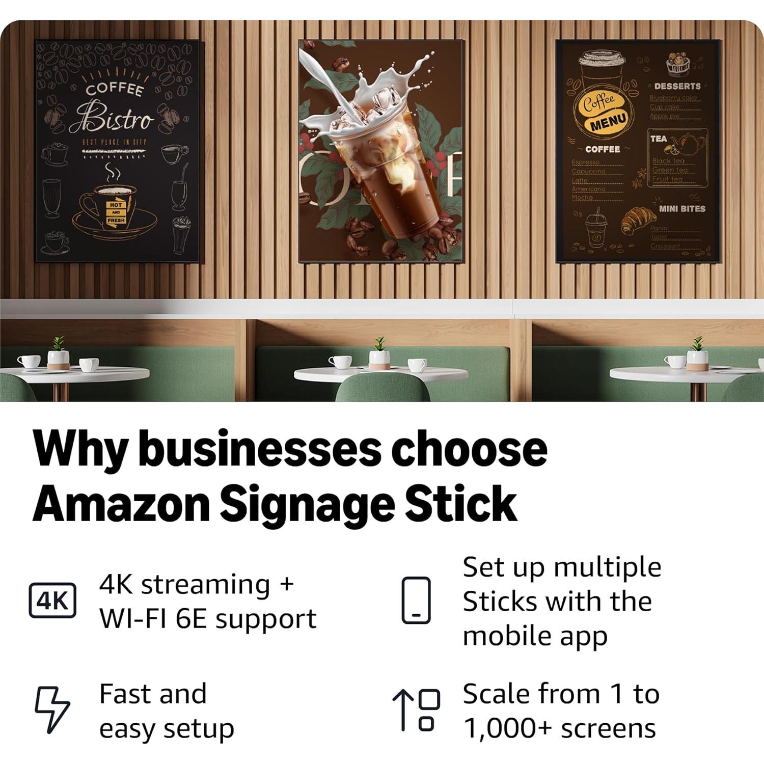 Signage Stick – Professional Digital Signage 4K Media Player – Designed for Businesses of All Sizes, Easy Setup with free Mobile App, and CMS Compatibility