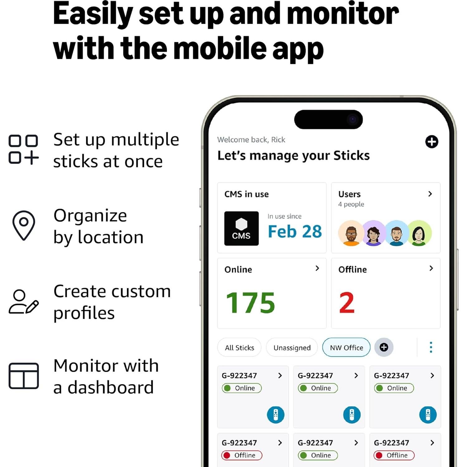 Signage Stick – Professional Digital Signage 4K Media Player – Designed for Businesses of All Sizes, Easy Setup with free Mobile App, and CMS Compatibility