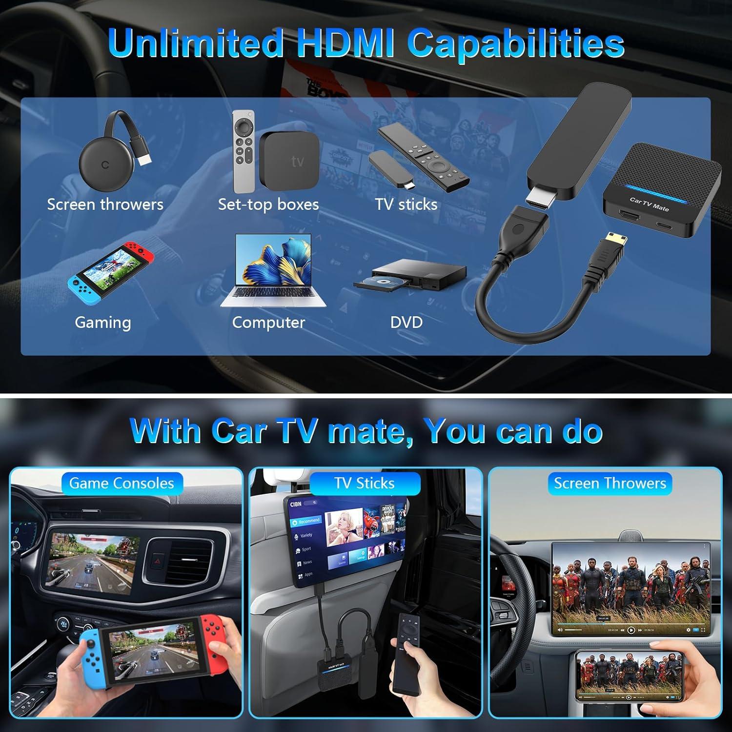 Mate de TV para Coche Rocketek 2025 con CarPlay Inalámbrico