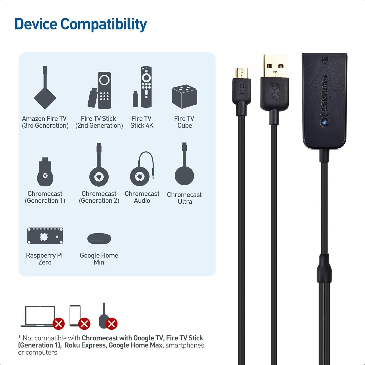 Adaptador Ethernet Micro USB Cable Matters 480Mbps para Fire Stick