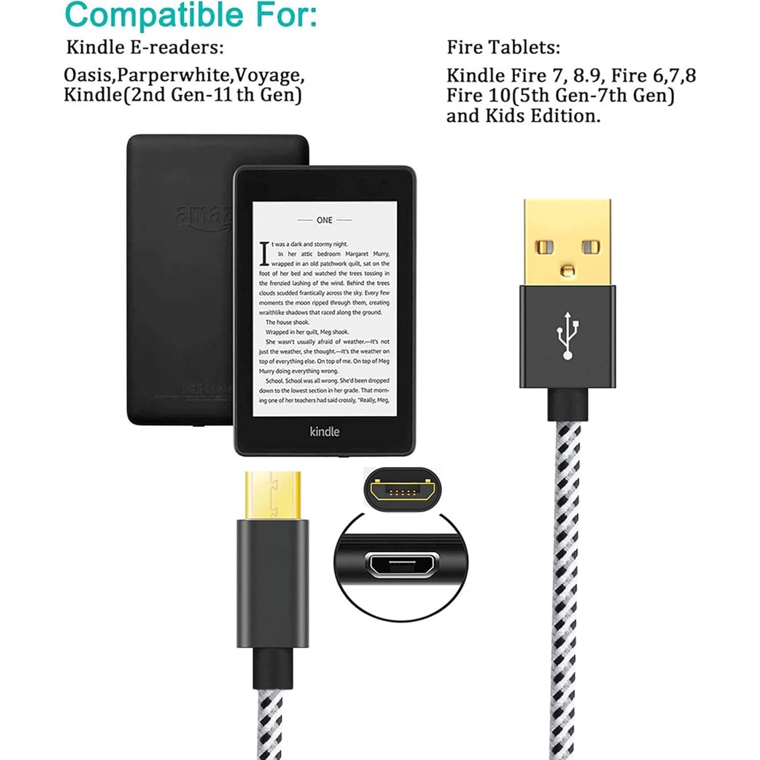 Cable USB de Alimentación Micro USB Hxer para Fire Stick 23.5 cm