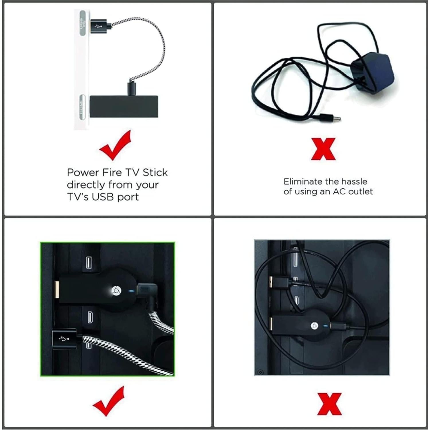 Cable USB de Alimentación Micro USB Hxer para Fire Stick 23.5 cm