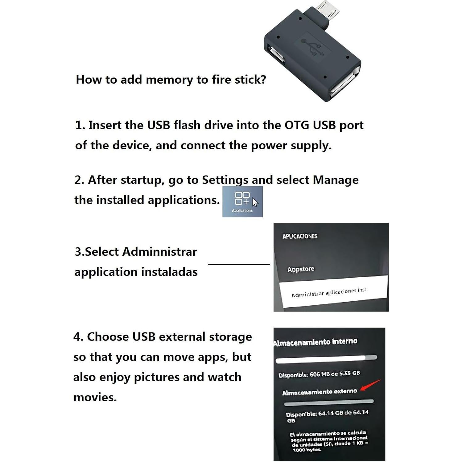 Adaptador OTG para Fire Stick 4K Max HOXIBSL - Paquete de 3