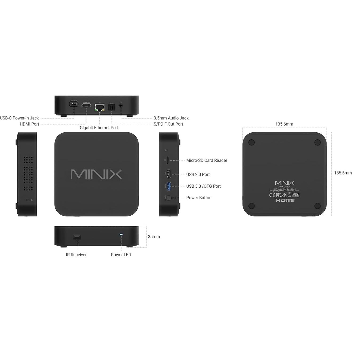 Reproductor de Medios Android MINIX U8K-ULTRA 8GB RAM 128GB