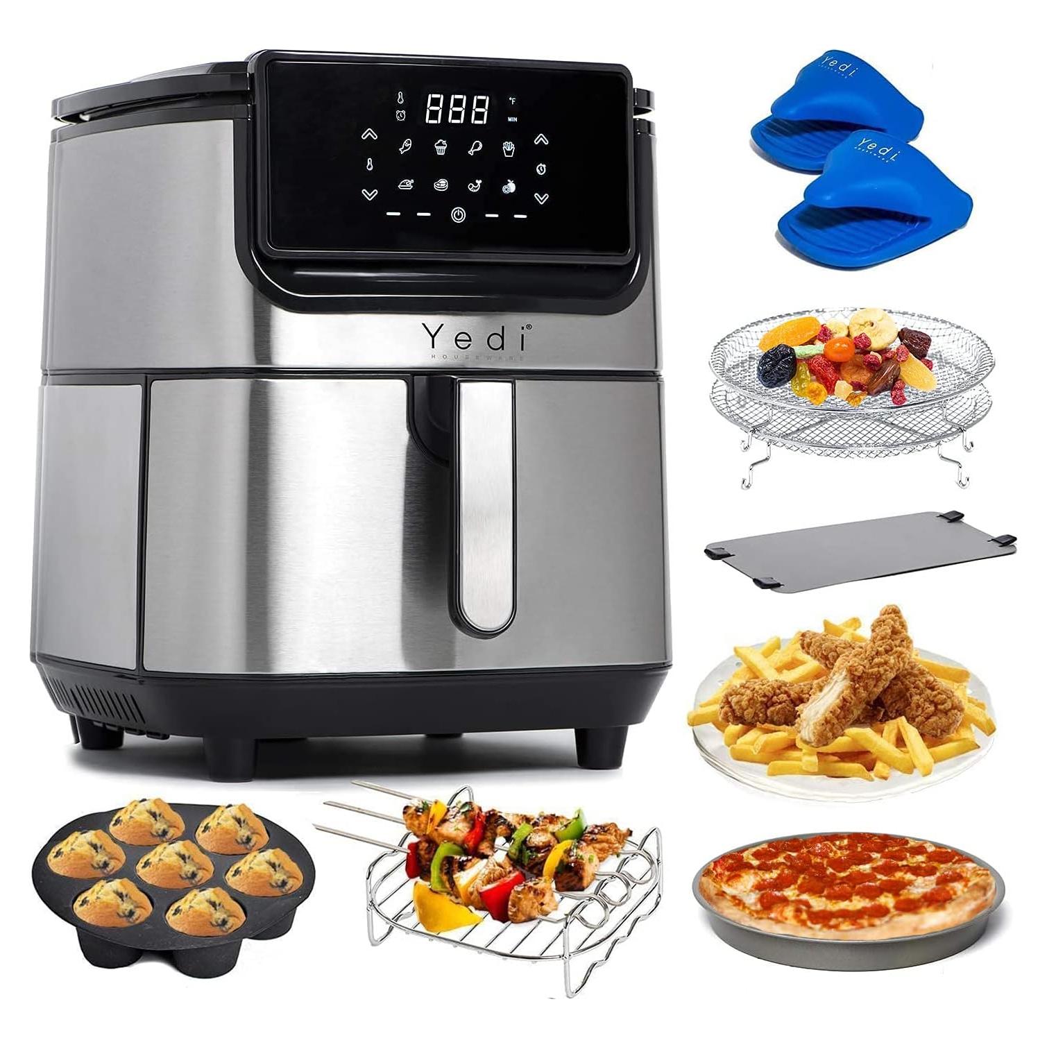 Freidora de Aire Yedi Evolution 6.8L Acero Inoxidable con Accesorios