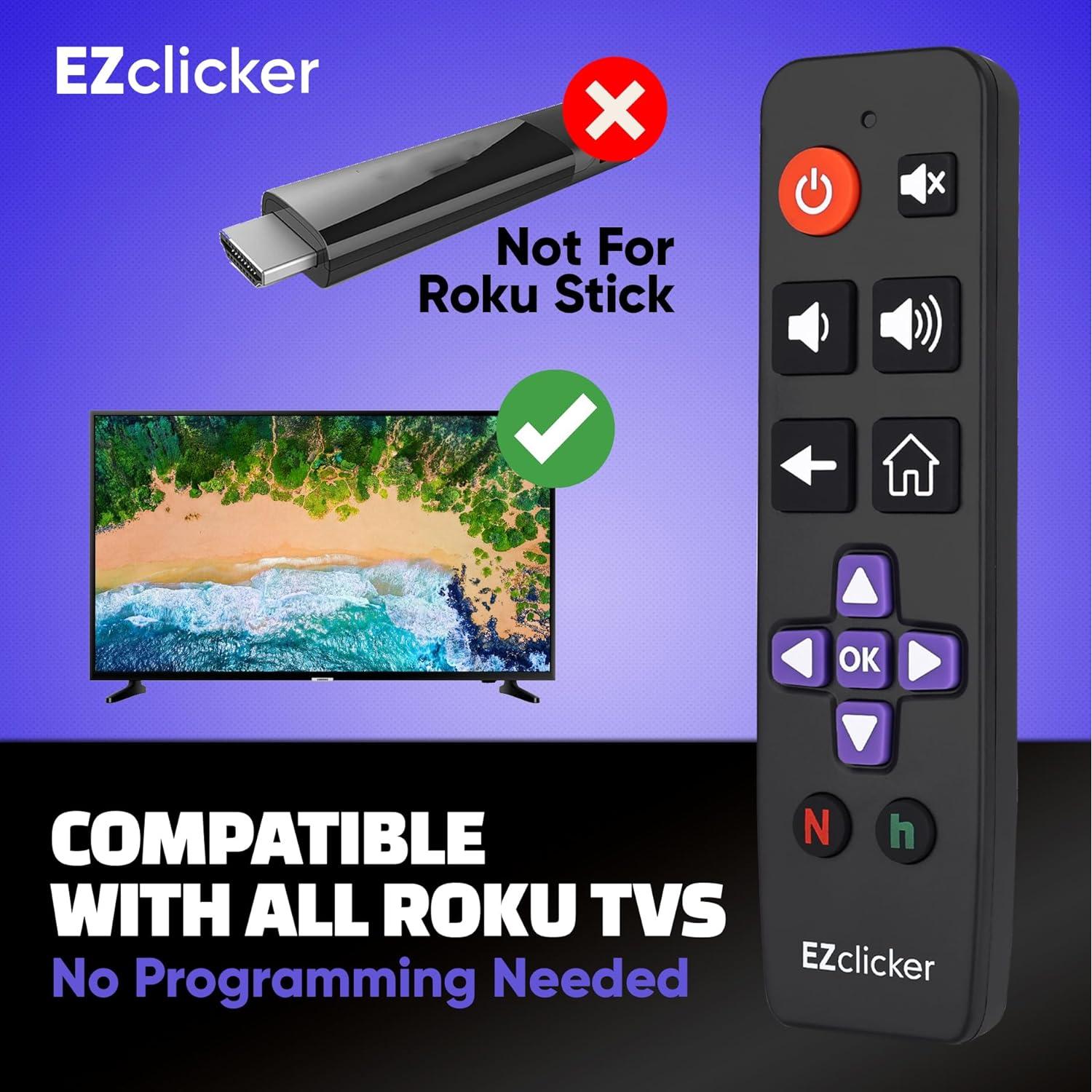 Control Remoto Grande para Roku TV Benoo - Fácil de Usar