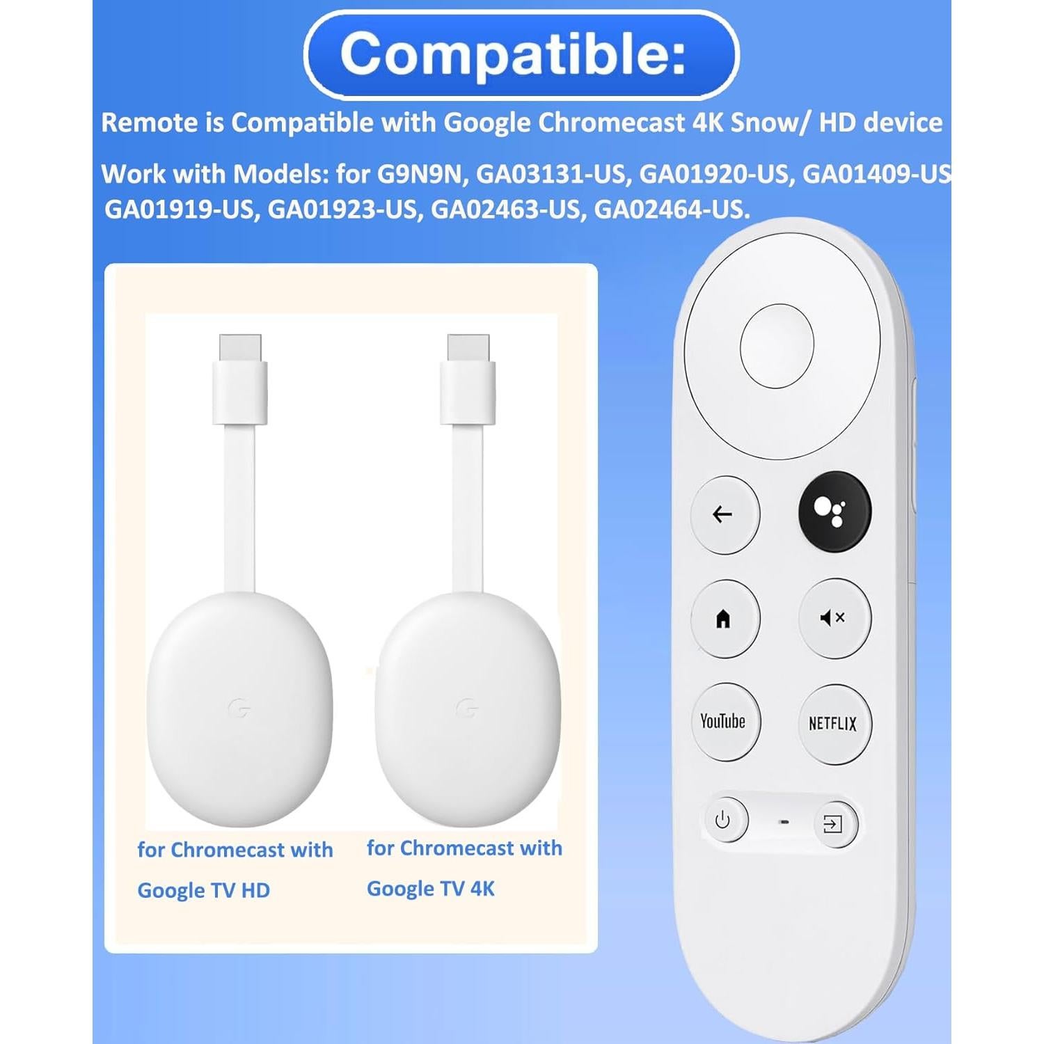 Control Remoto Reemplazo Google Chromecast 4K HD con Voz