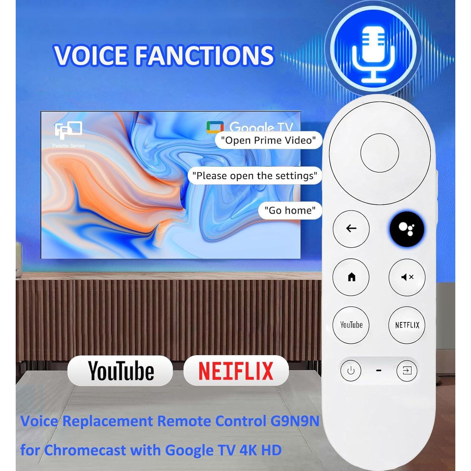 Control Remoto Reemplazo Google Chromecast 4K HD con Voz