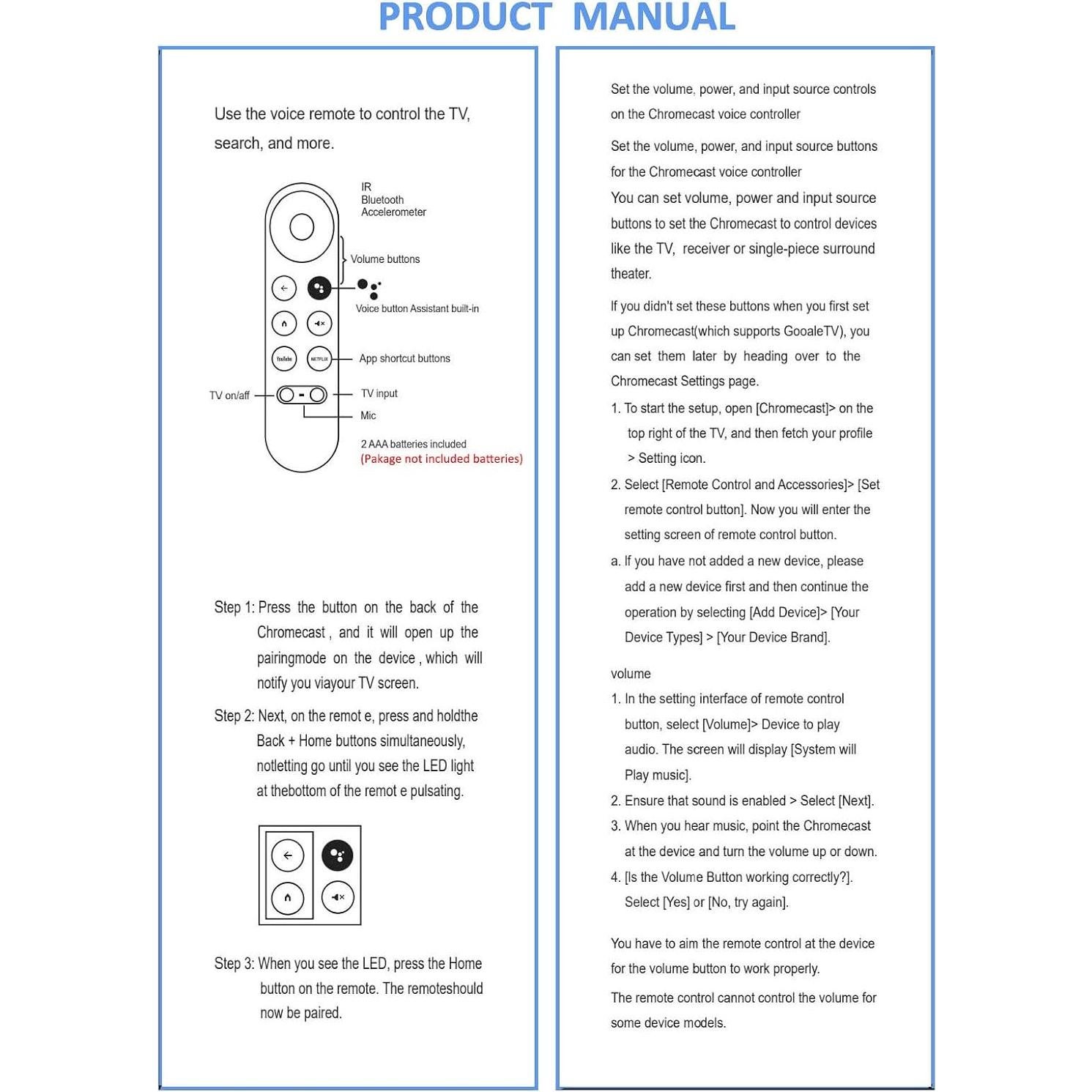 Control Remoto Reemplazo Google Chromecast 4K HD con Voz