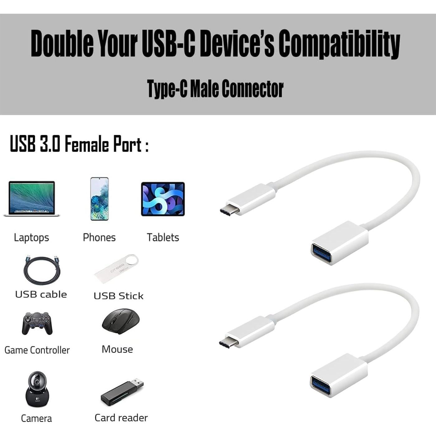 Adaptador OTG USB-C 3.0 Big-E - Paquete de 2, Compatible con Nintendo Switch