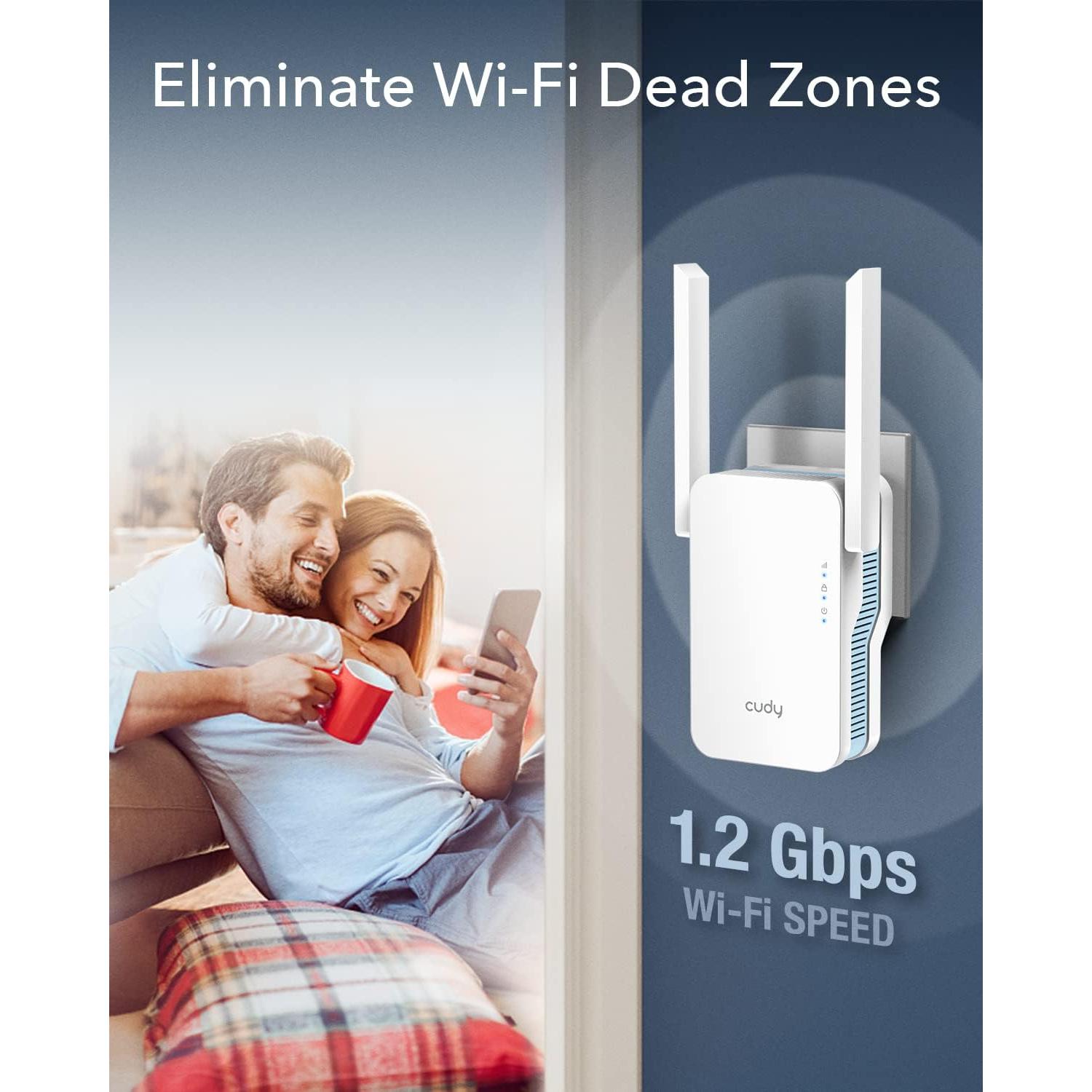 Extensor de WiFi Cudy RE1200 1.2Gbps Doble Banda 5GHz/2.4GHz