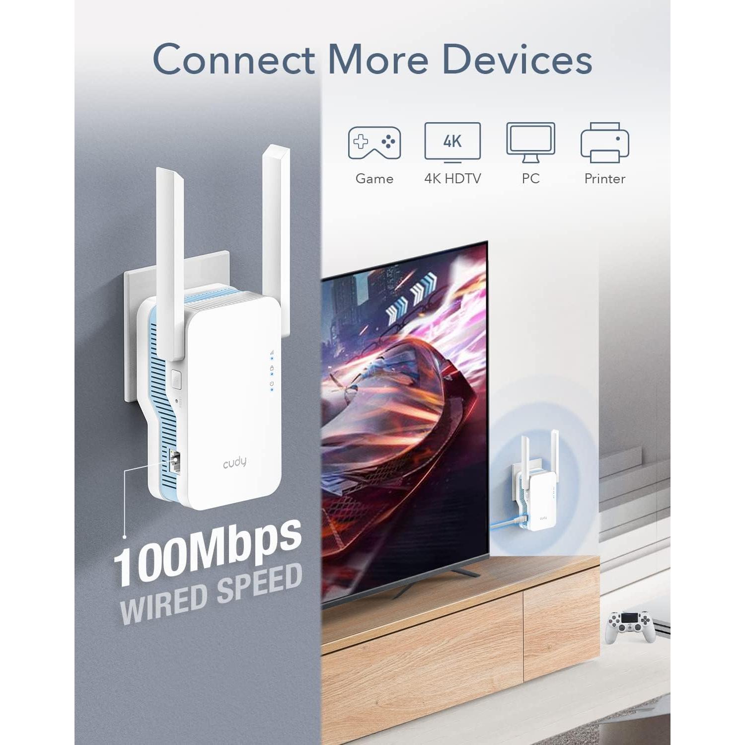 Extensor de WiFi Cudy RE1200 1.2Gbps Doble Banda 5GHz/2.4GHz