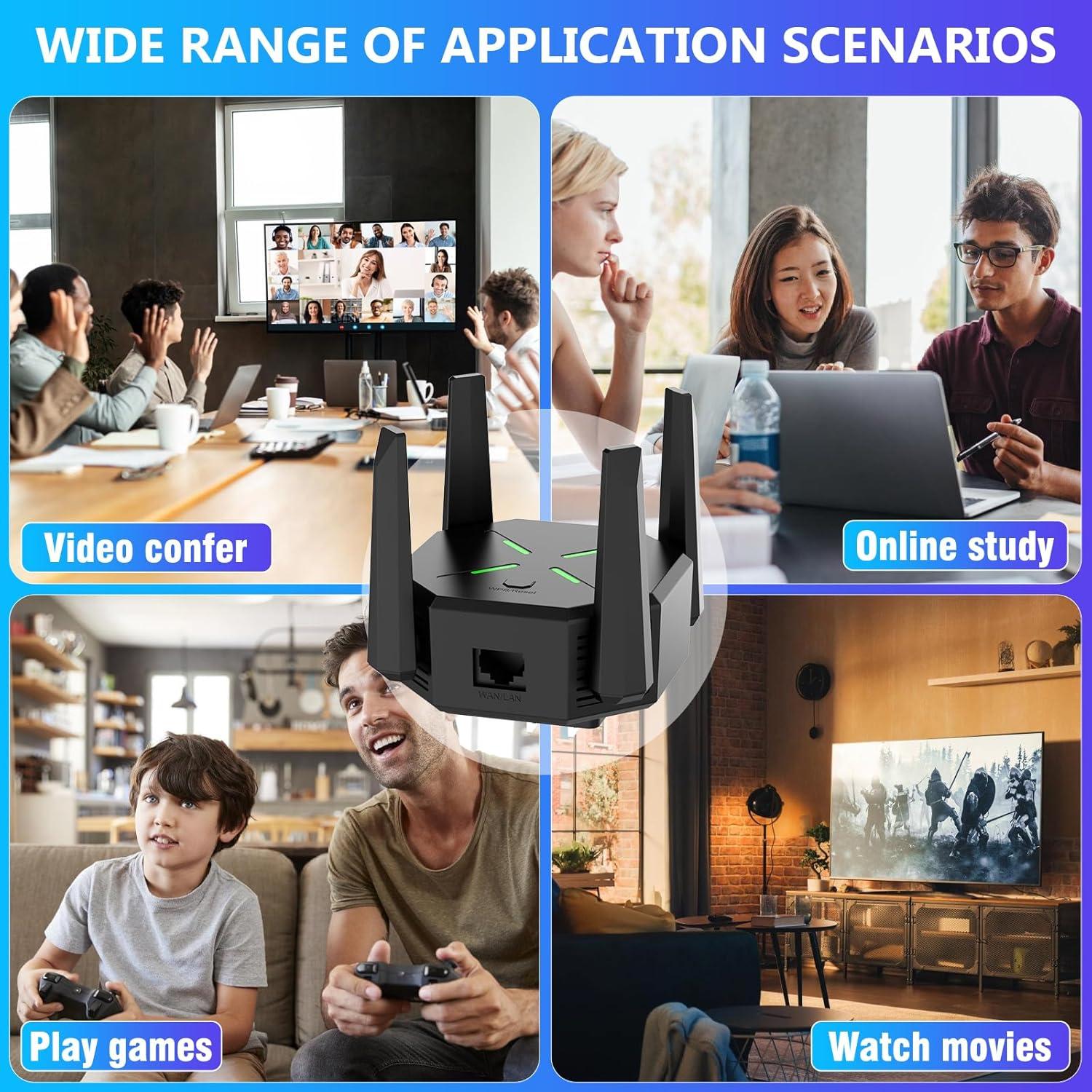 Extensor de Señal WiFi EELAGER 1200Mbps Doble Banda Negro