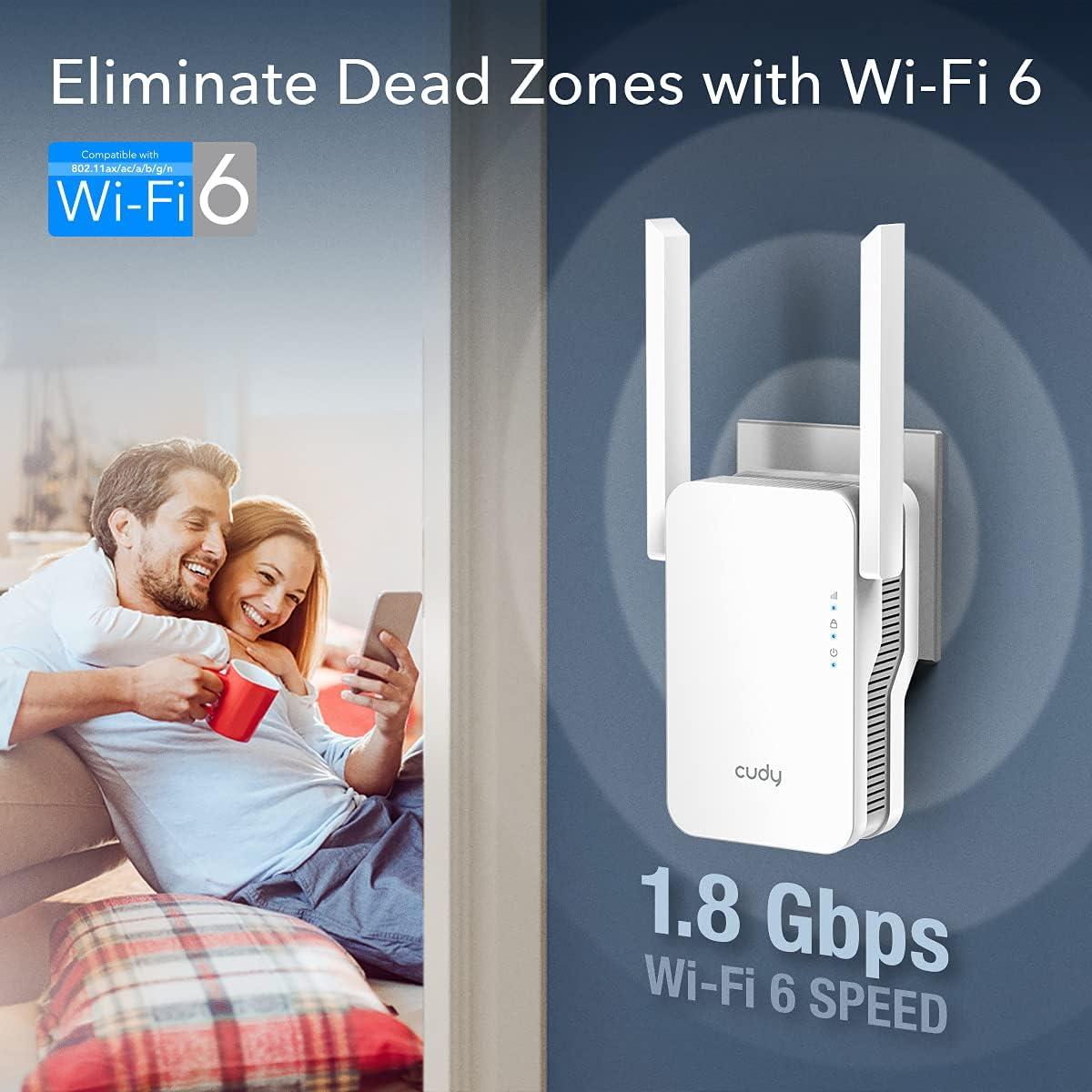 Extensor WiFi 6 Cudy RE1800 Doble Banda 1.8Gbps 185m²