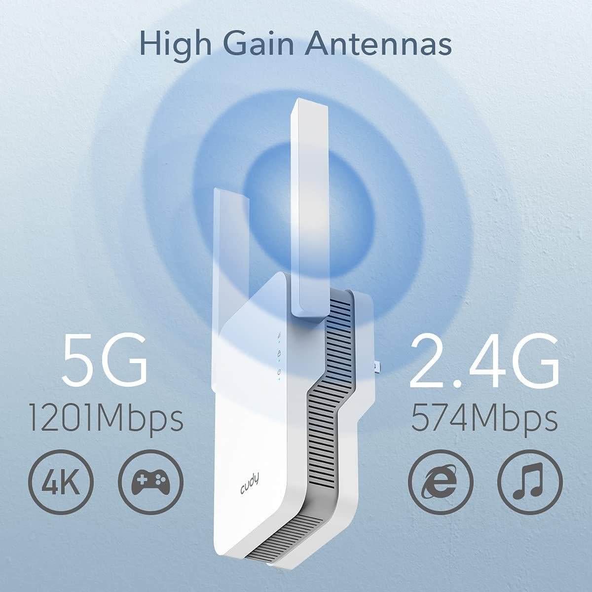 Extensor WiFi 6 Cudy RE1800 Doble Banda 1.8Gbps 185m²