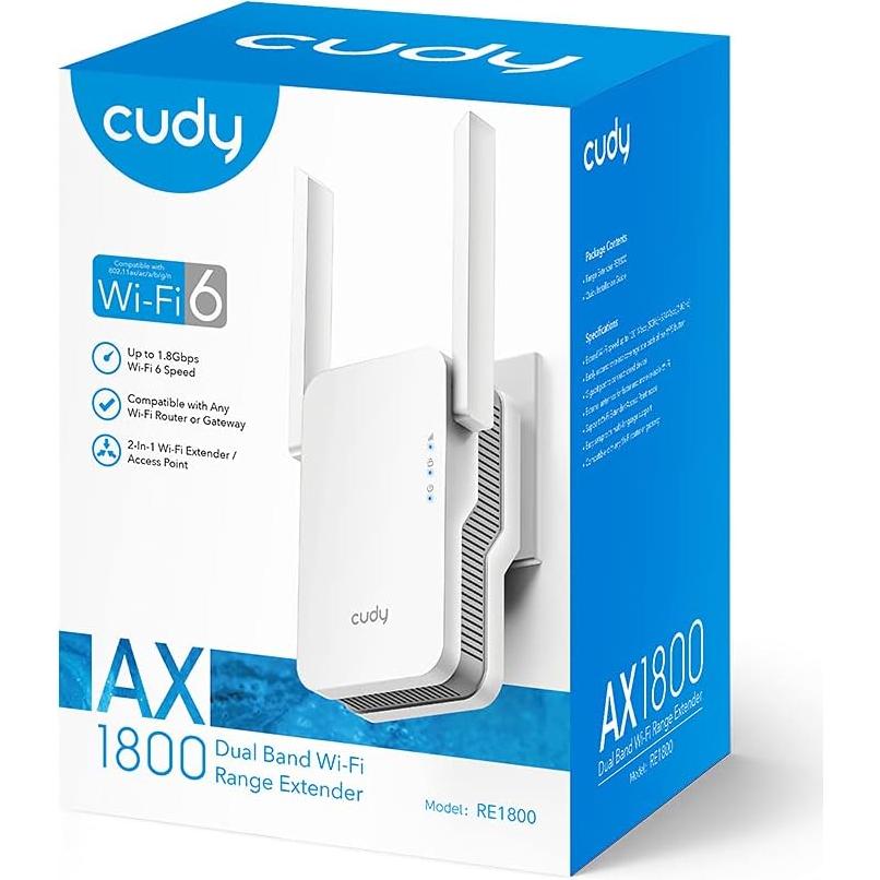 Extensor WiFi 6 Cudy RE1800 Doble Banda 1.8Gbps 185m²