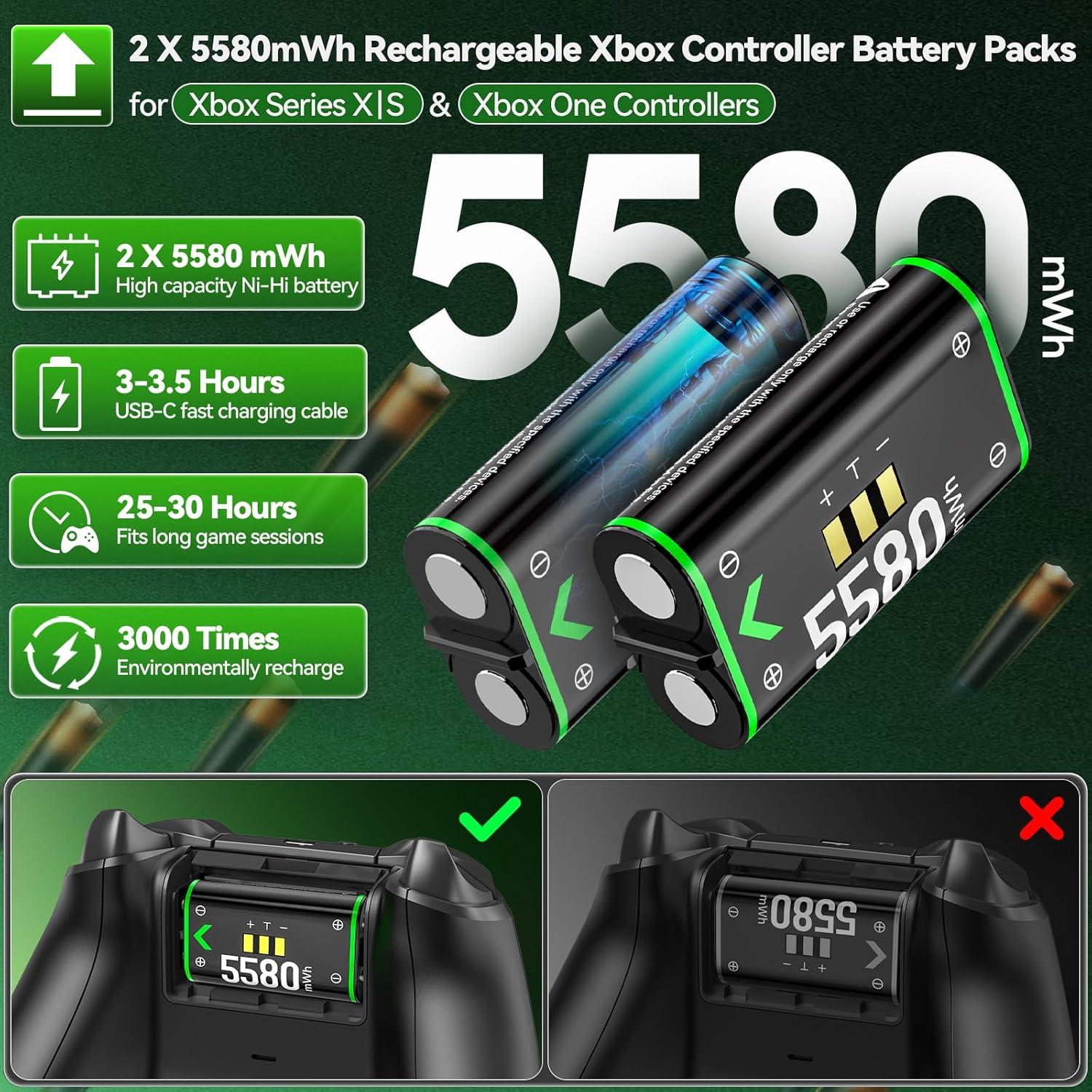 Estación de Carga OIVO para Controlador Xbox con 2 Baterías