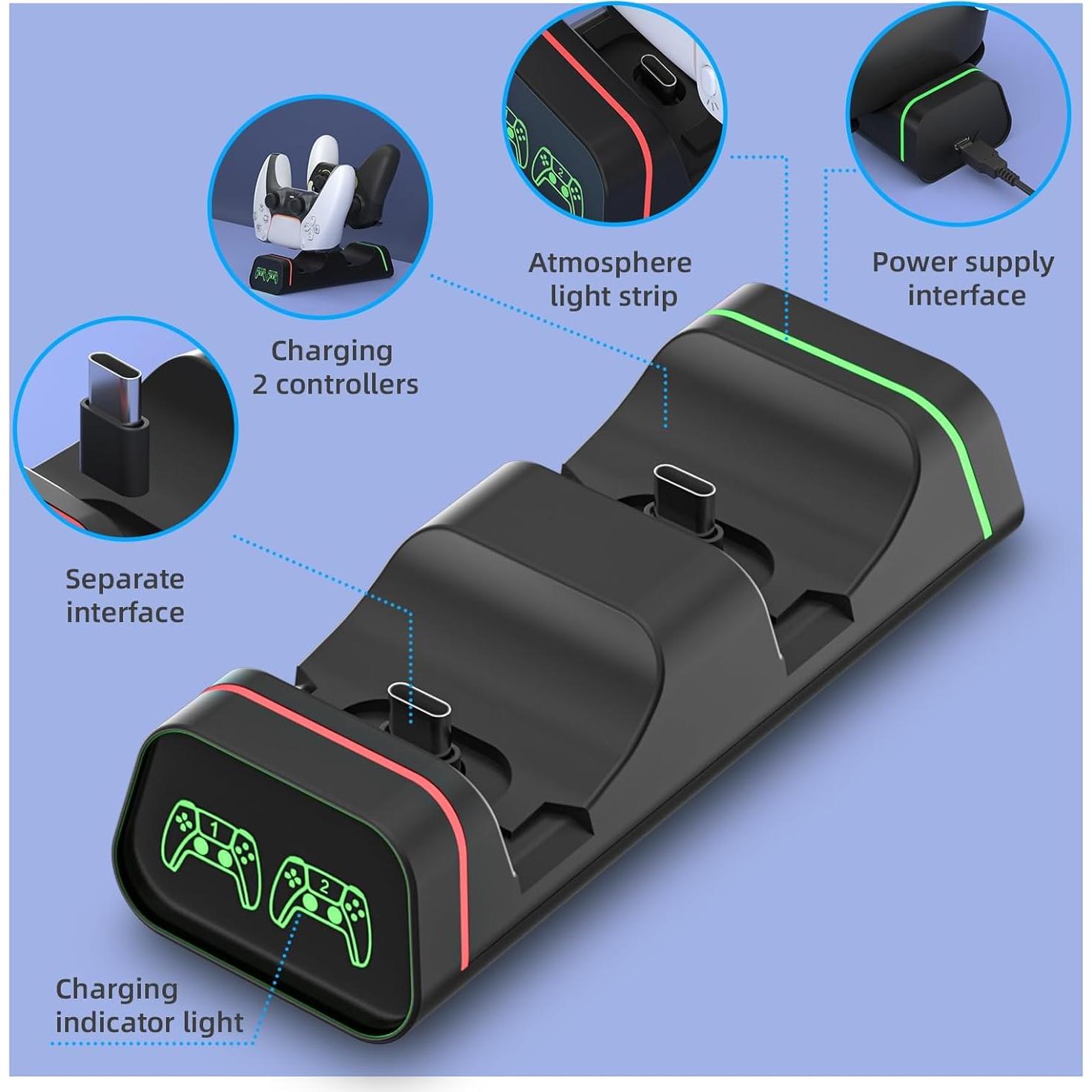 Base de Carga HEATFUN para Controladores PS5, Xbox y Switch