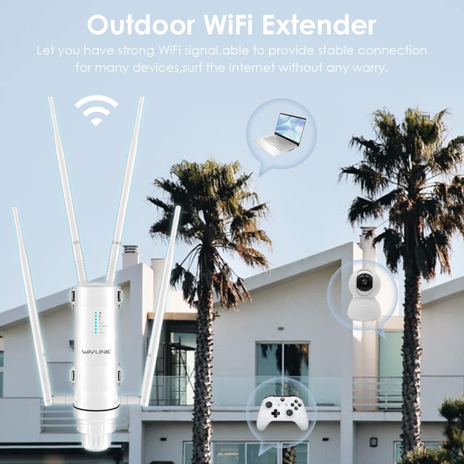 Extensor de WiFi Exterior WAVLINK AC1200 Doble Banda 1200Mbps