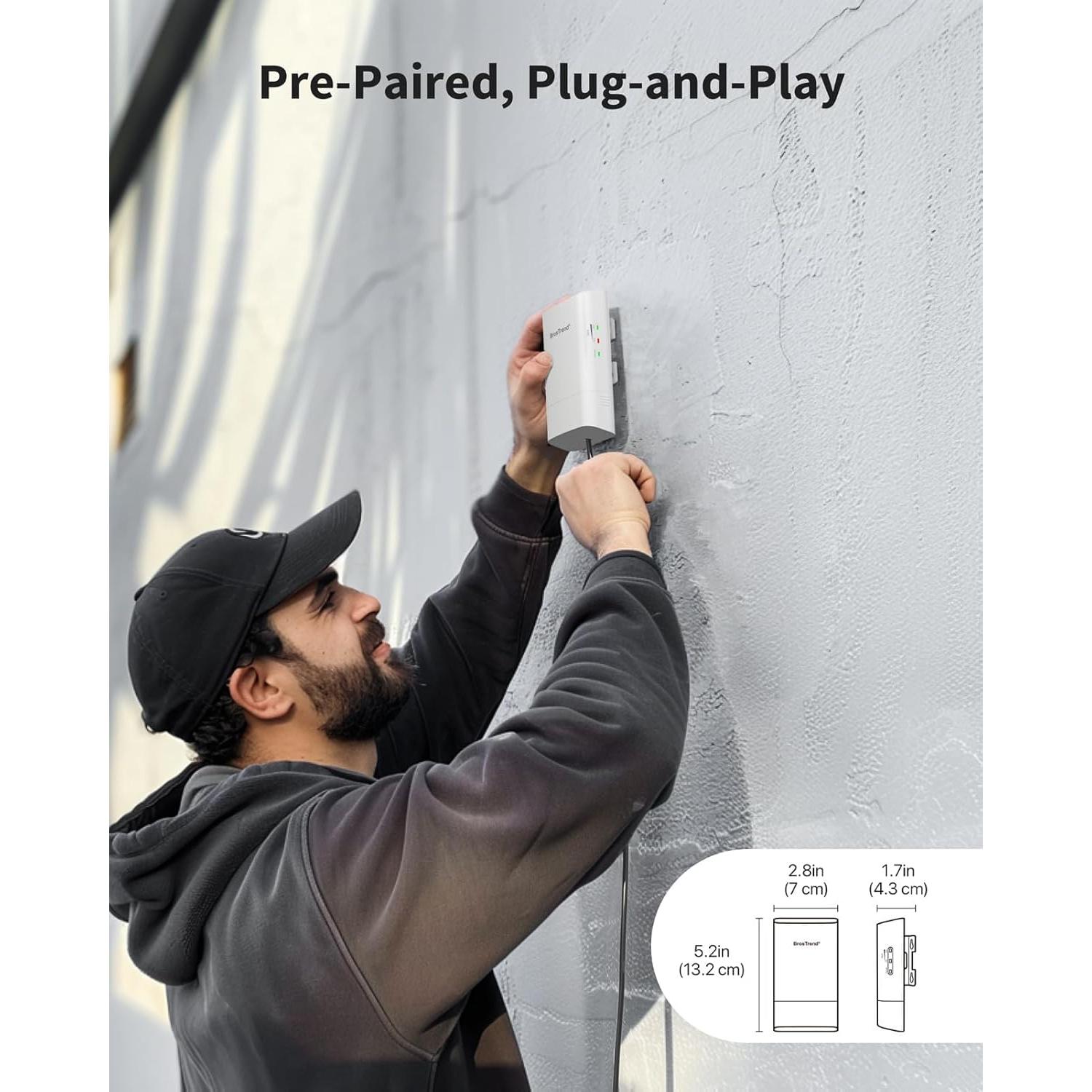 Puente WiFi Exterior BrosTrend 1KM 867Mbps Plug & Play