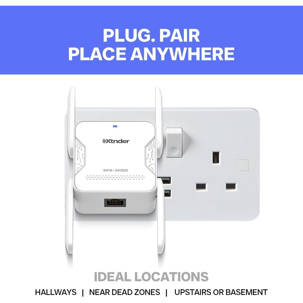 Extensor de WiFi Xtnder XT1500 1500Mbps Doble Banda 1,214m²