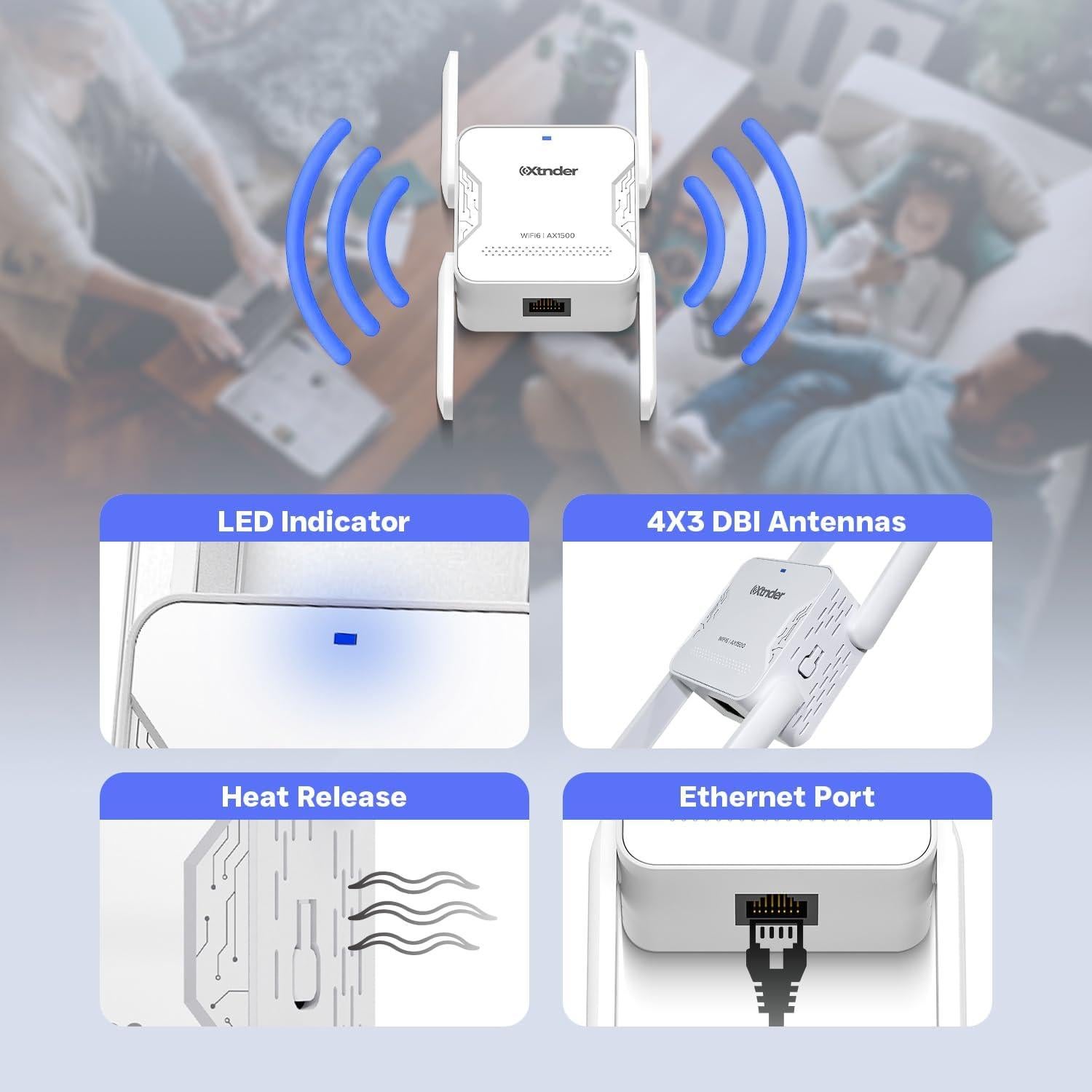 Extensor de WiFi Xtnder XT1500 1500Mbps Doble Banda 1,214m²