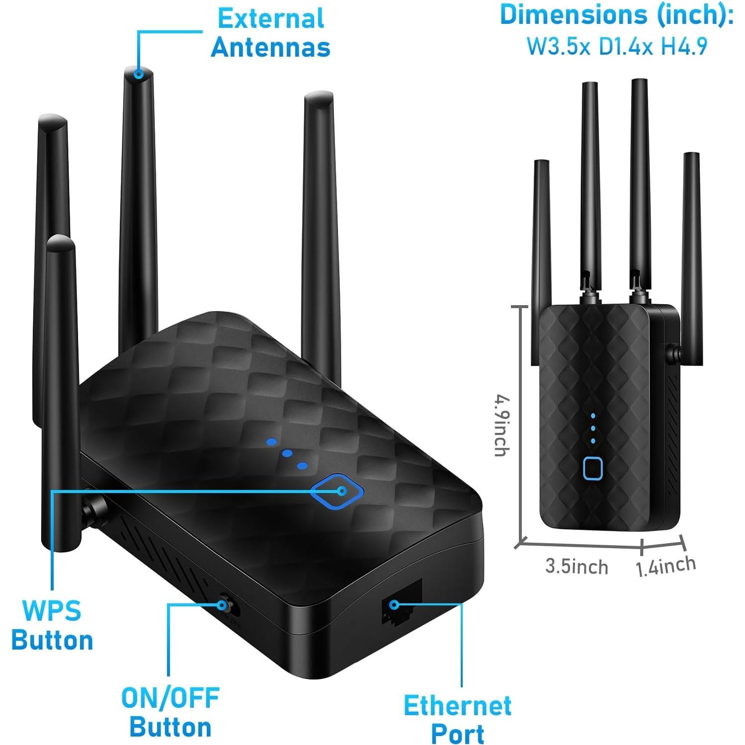 Extensor de señal WiFi Zelikovitz M-97A 1200Mbps 929m²