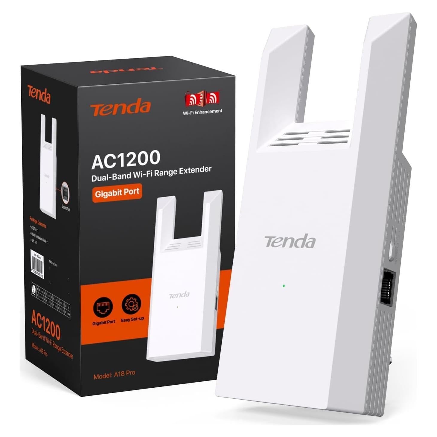 Extensor de Rango WiFi Tenda A18Pro AC1200 Doble Banda 1167Mbps