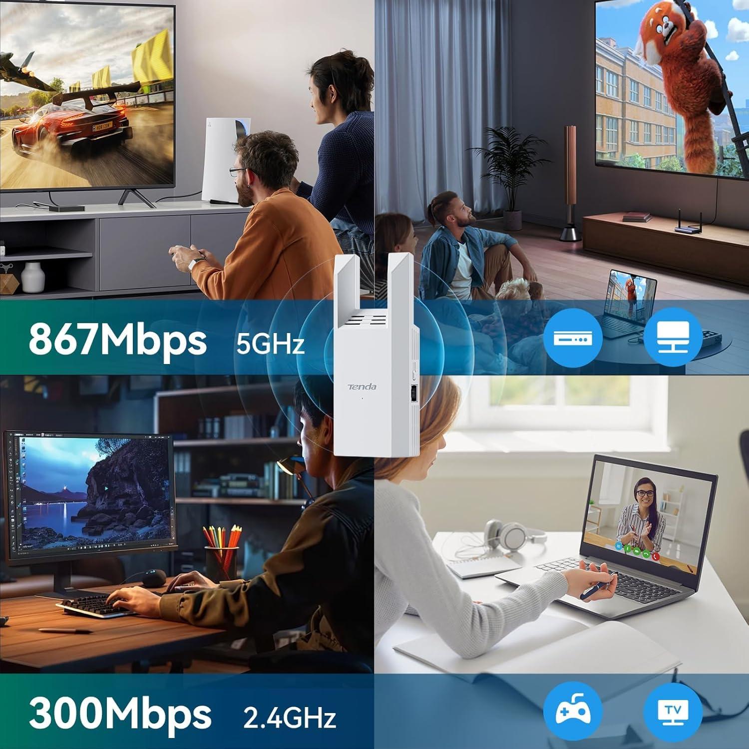 Extensor de Rango WiFi Tenda A18Pro AC1200 Doble Banda 1167Mbps