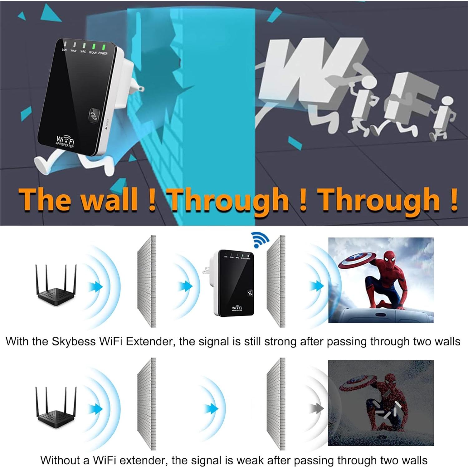 Extensor de señal WiFi 300Mbps Wodgreat, cubre 418m²