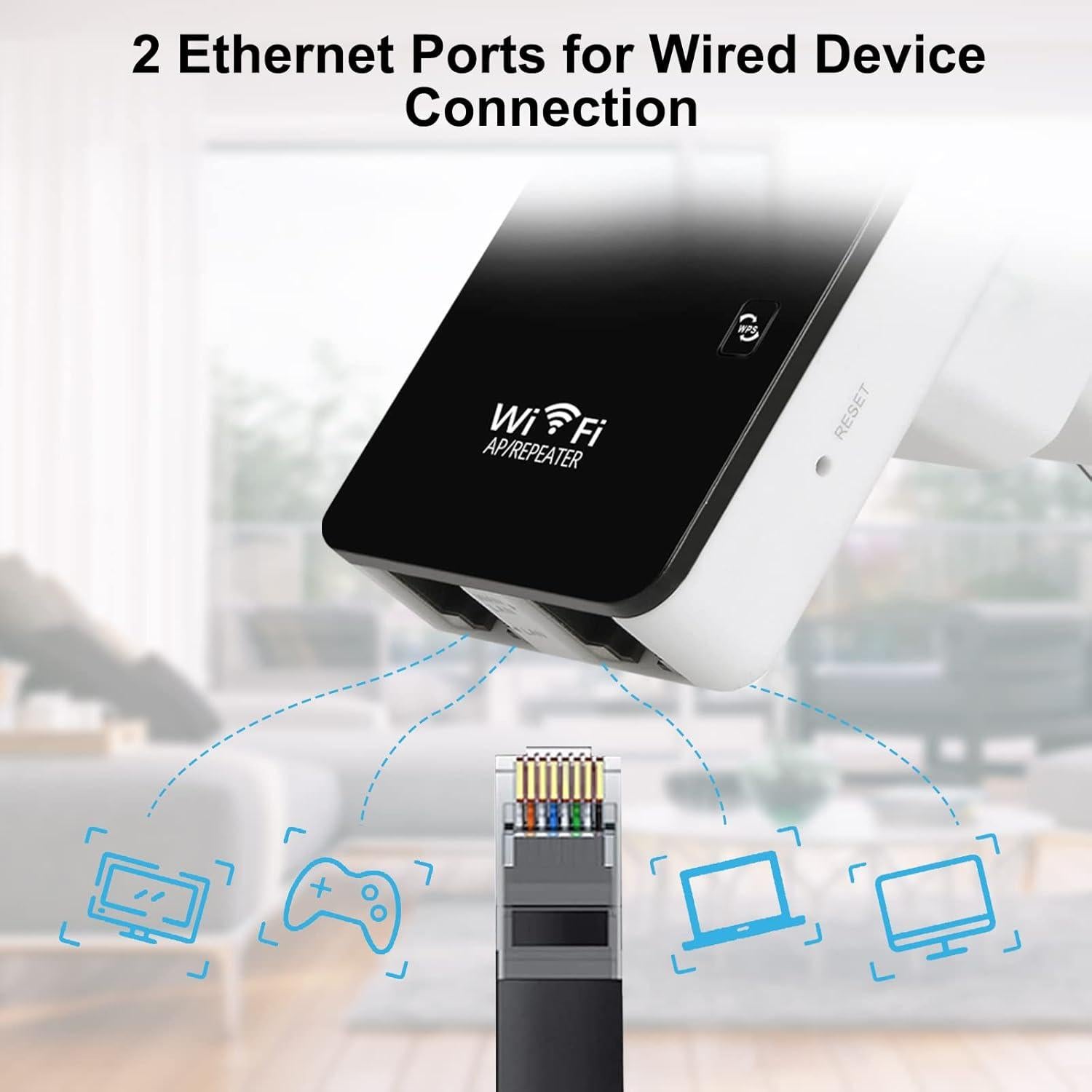 Extensor de señal WiFi 300Mbps Wodgreat, cubre 418m²