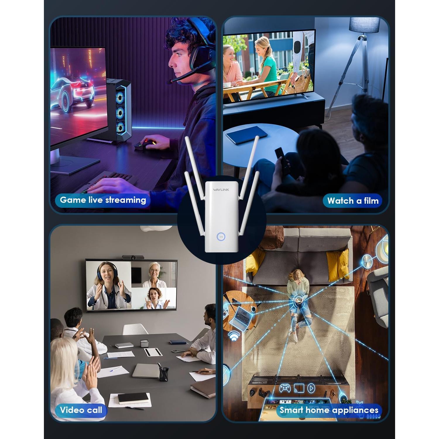 Extensor WiFi 6 WAVLINK AX3000 con 5 Antenas y Modo Mesh