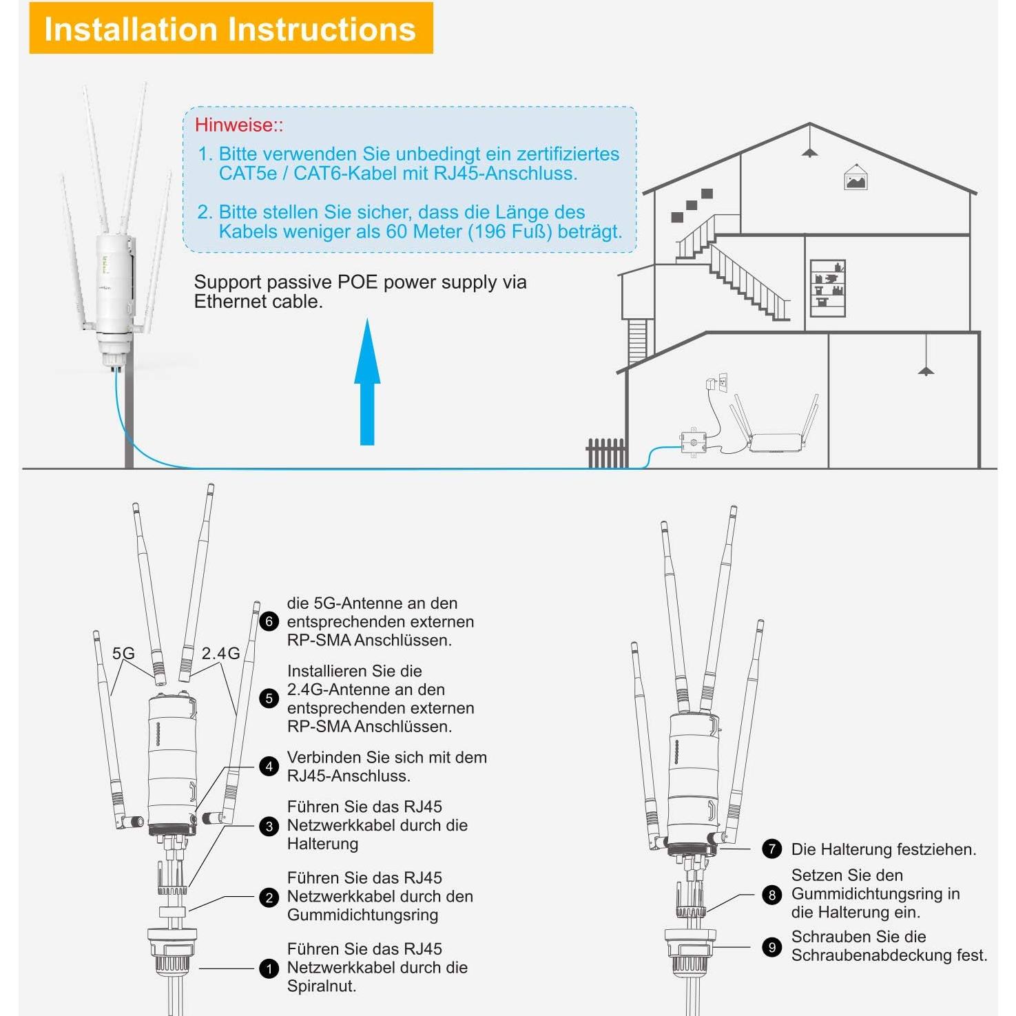 Extensor de Rango Inalámbrico WAVLINK AC1200 Exterior IP65