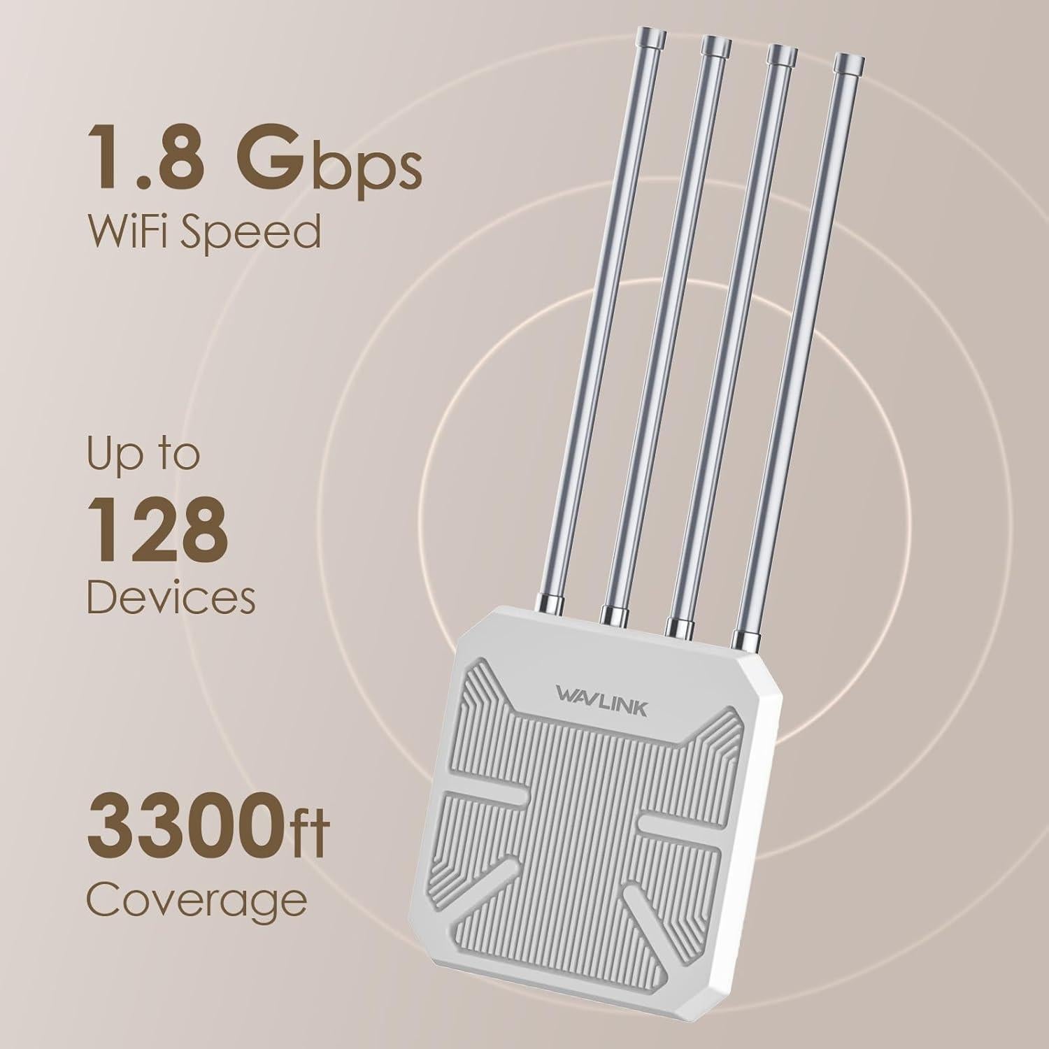 WAVLINK Enrutador Mesh WiFi 6 Exterior IP67 1.8Gbps 1000m