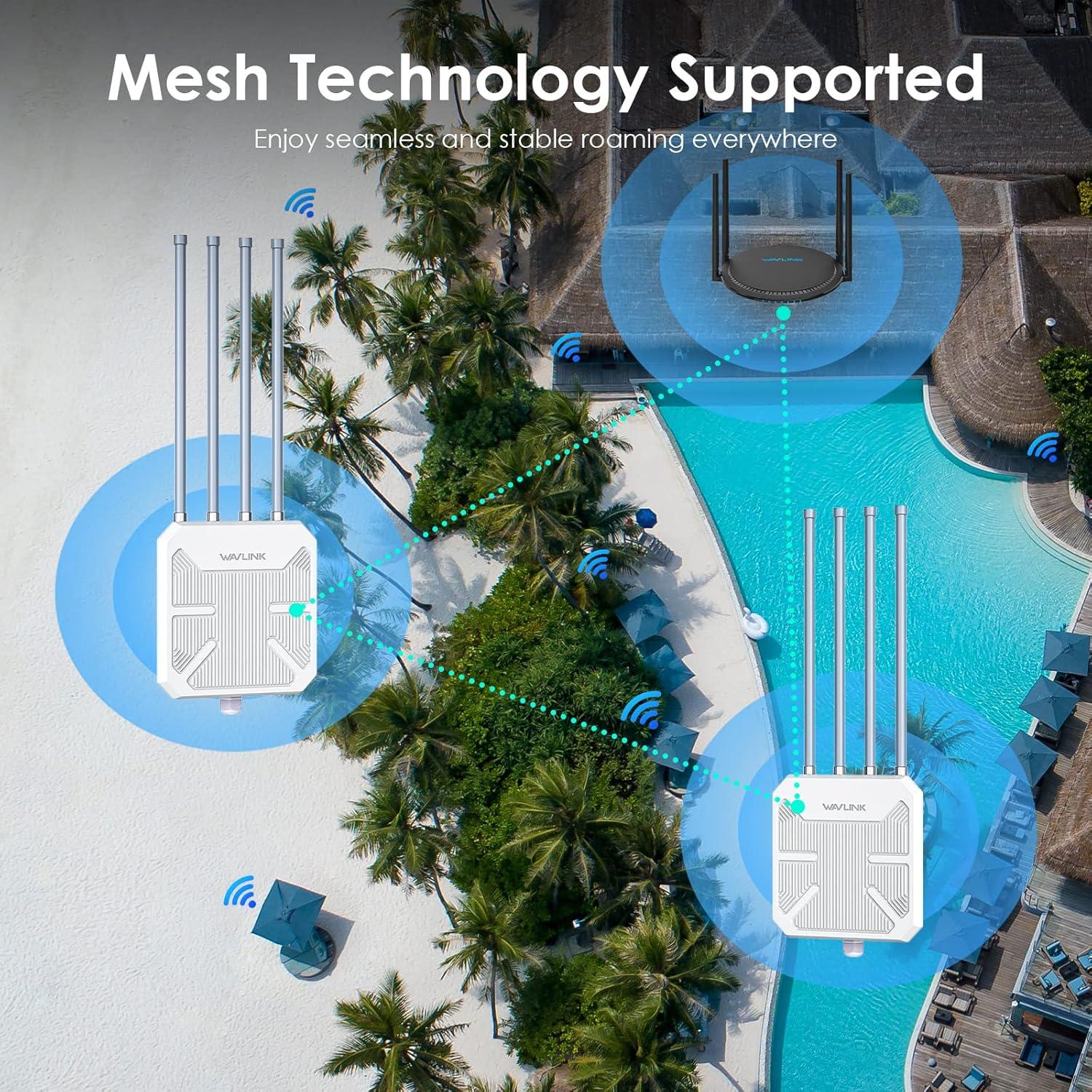 WAVLINK Enrutador Mesh WiFi 6 Exterior IP67 1.8Gbps 1000m