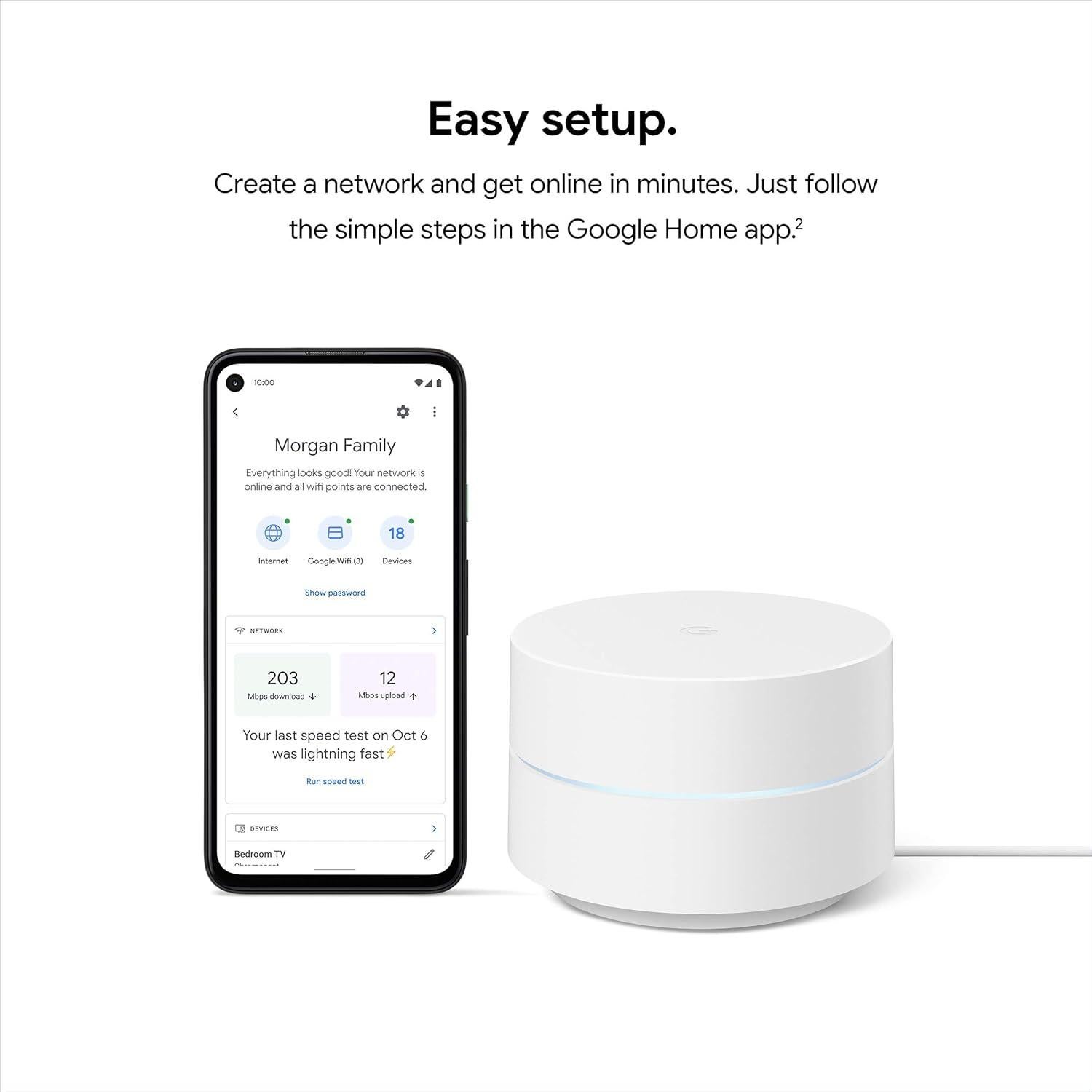 Router Google Wifi AC1200 - Sistema Mesh WiFi - Cobertura 139 m²