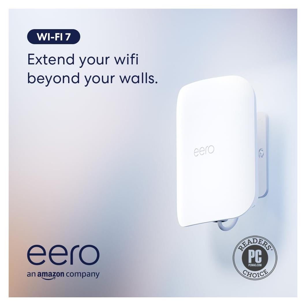 Amazon eero Outdoor 7 PoE mesh wifi router, Weatherproof rating of IP66, Coverage up to 15,000 sq. ft. outdoors, AC power adapter not included, 1-pack