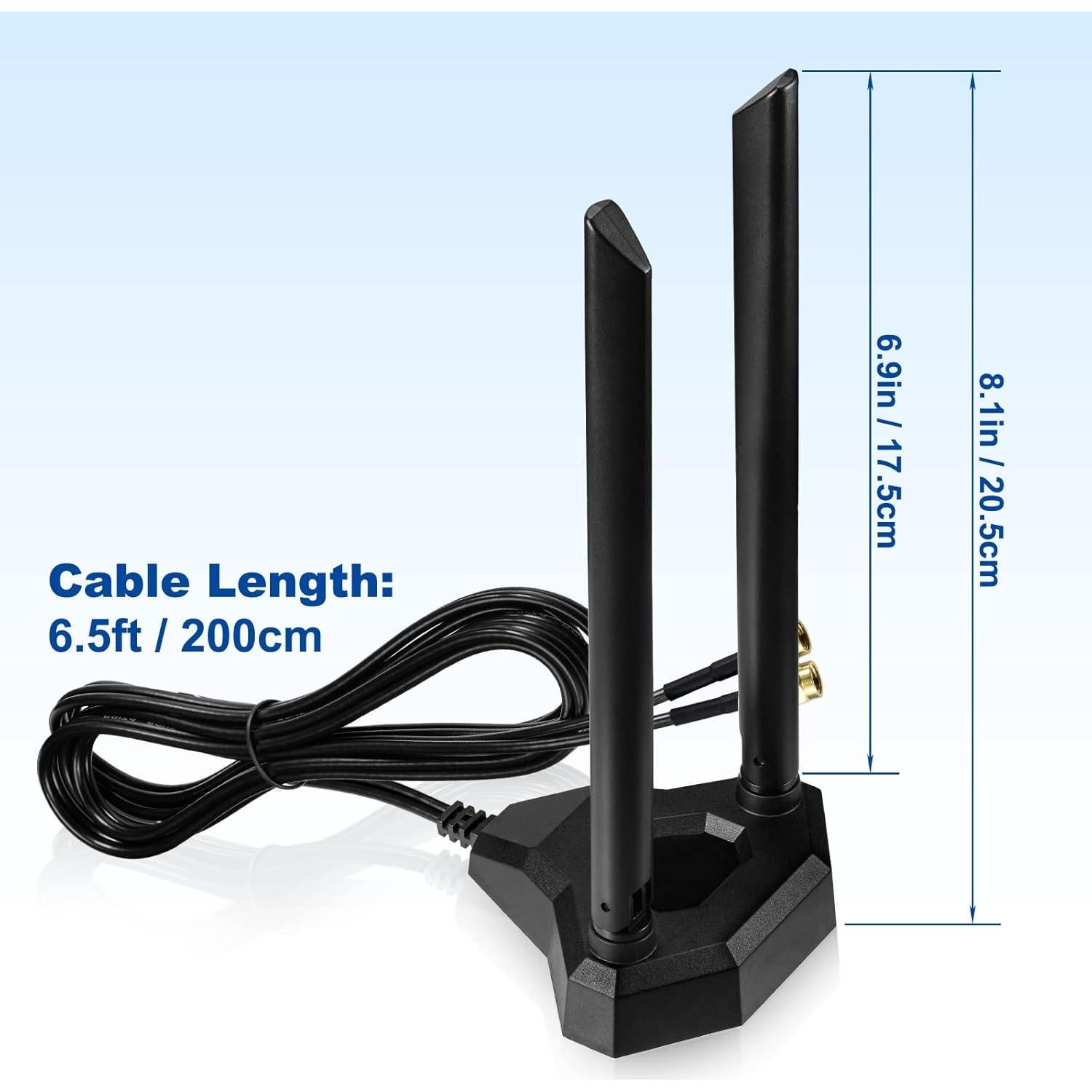 Antena WiFi Doble Banda Eightwood 2.4GHz 5GHz 8dBi con Cable 1.98m