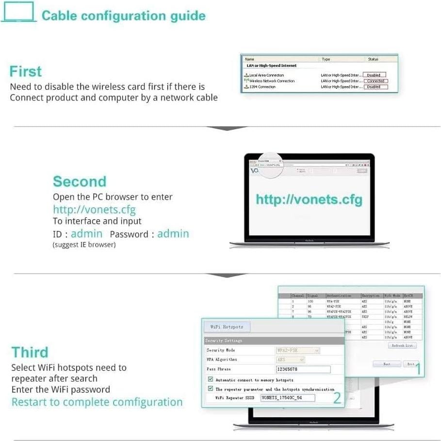 Puente Repetidor WiFi VONETS VAP11G-300 300Mbps 2.4GHz