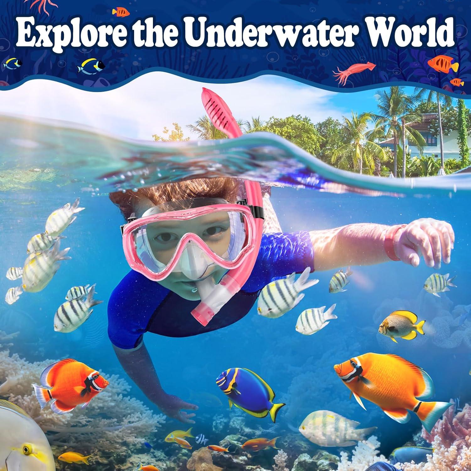 Conjunto de Snorkel UPhitnis para Niños 4-14 Años Rosa