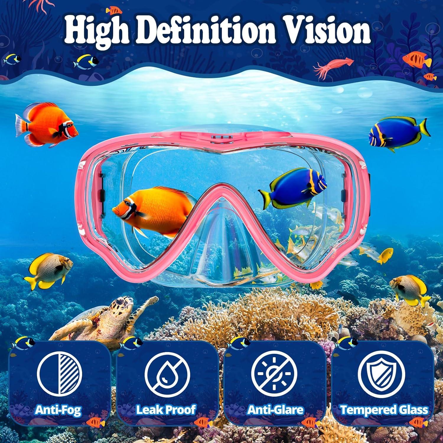 Conjunto de Snorkel UPhitnis para Niños 4-14 Años Rosa