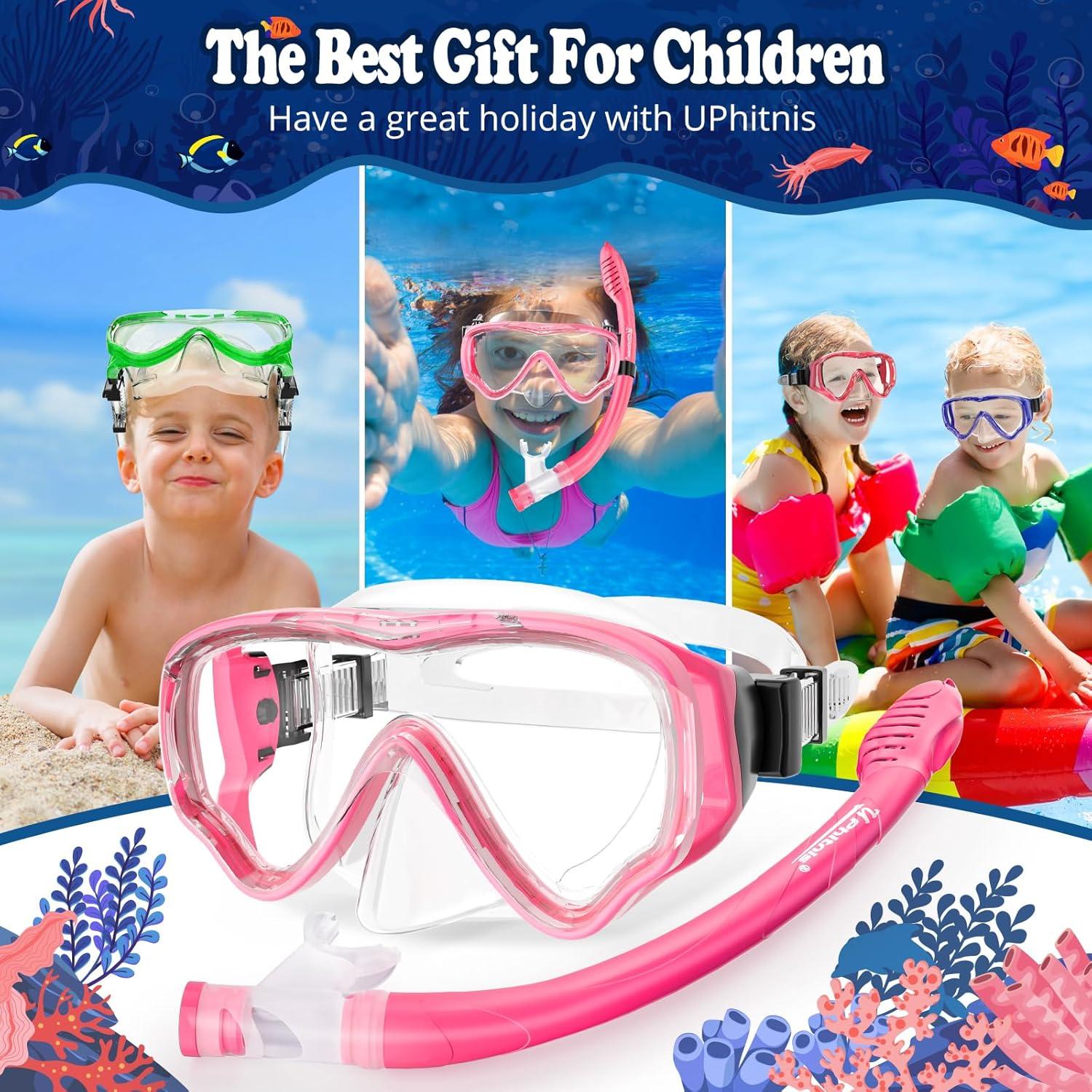 Conjunto de Snorkel UPhitnis para Niños 4-14 Años Rosa