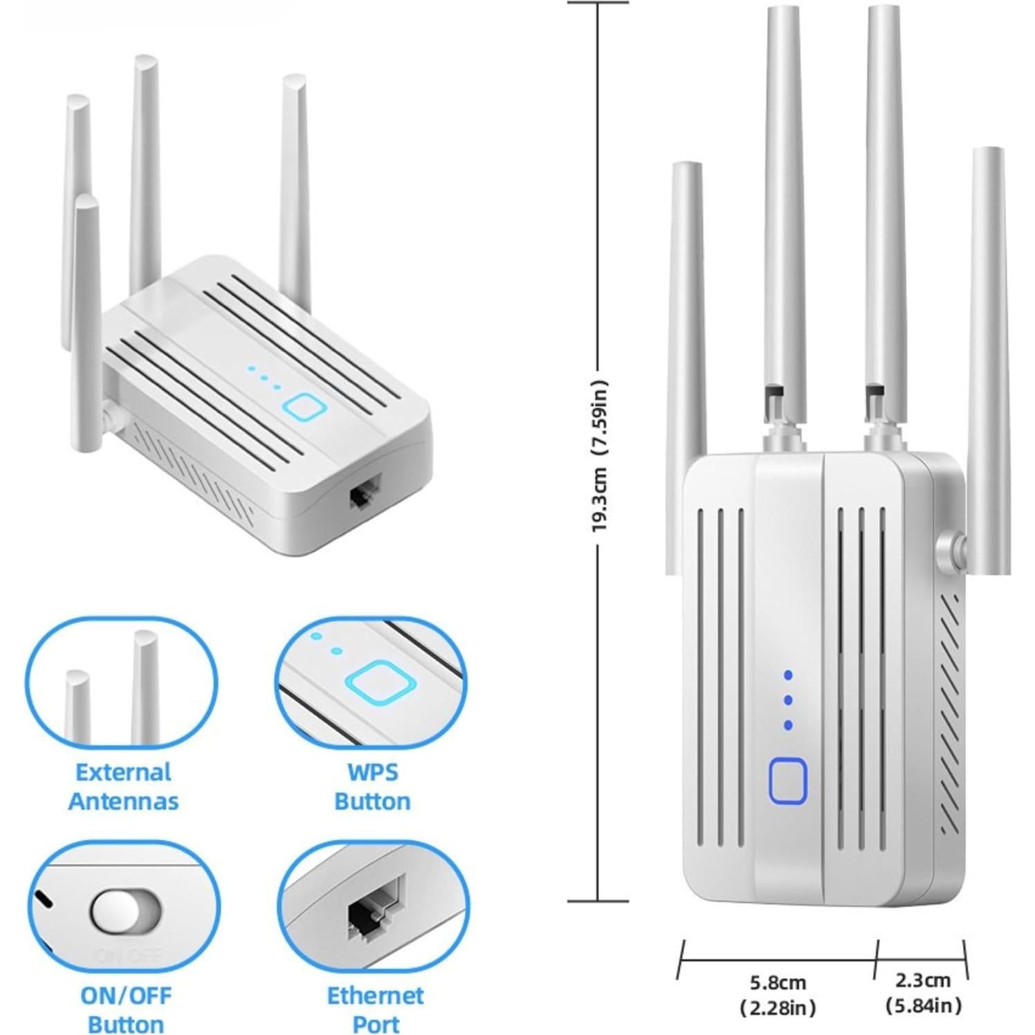 Extensor de WiFi Doble Banda CUU 1200Mbps 929m² Ethernet