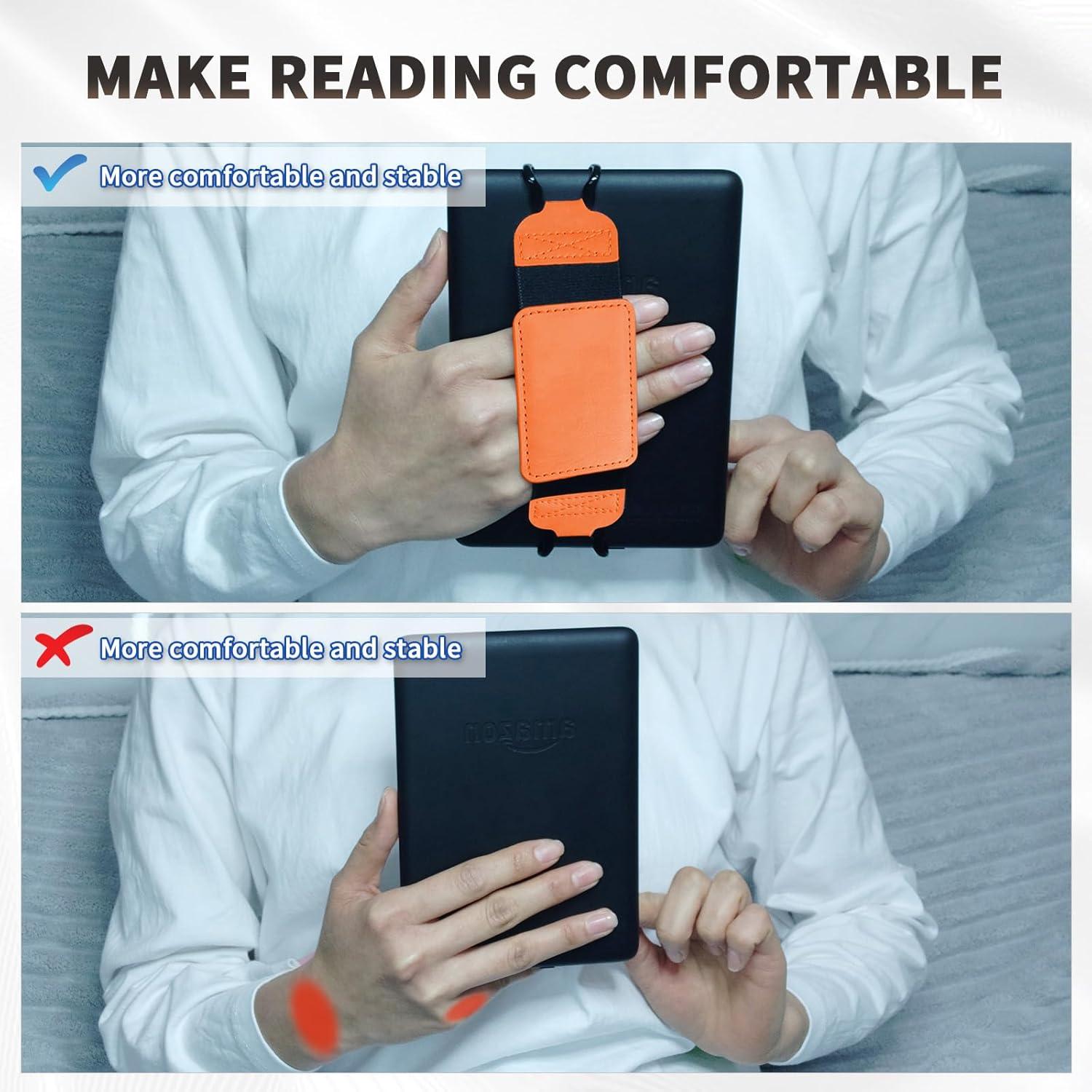 Secure Hand Strap for 6-7" Kindle and Tablets, Handle Grip for Tablet eReaders Fire - Kobo/Voyaga/Lenovo/Sony Kindle E-Book Tablet(Orange)