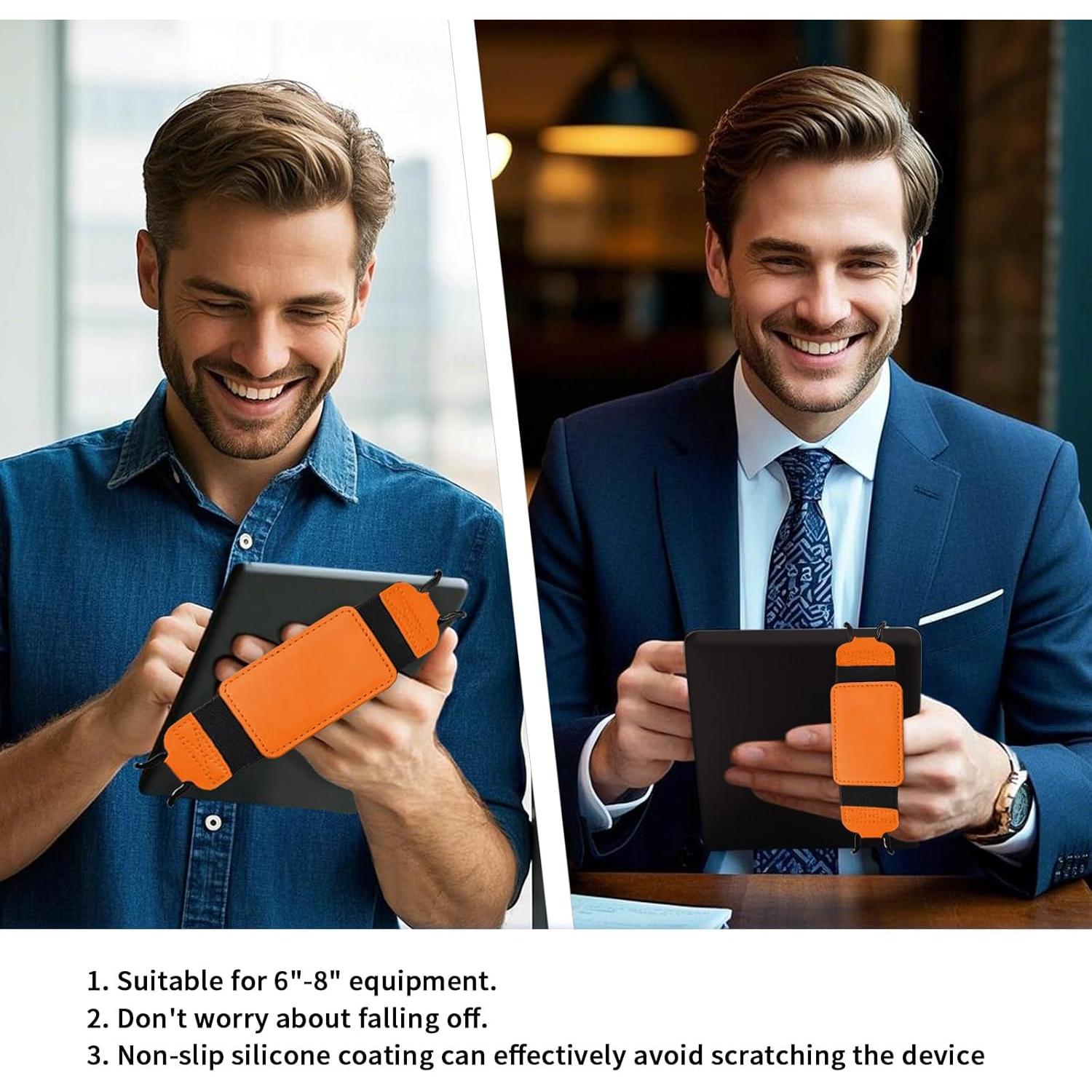 Secure Hand Strap for 6-7" Kindle and Tablets, Handle Grip for Tablet eReaders Fire - Kobo/Voyaga/Lenovo/Sony Kindle E-Book Tablet(Orange)